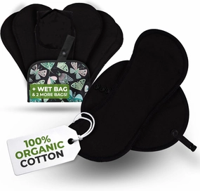 Organic Cotton EcoComfort Reusable Panty Liners for Women & Teens (Medium, 7-Pack); High-Temp Washable Cloth Liners; Stay Fresh & Dry, for Daily Vaginal Discharge Only; 100% Breathable (no PUL/TPU)