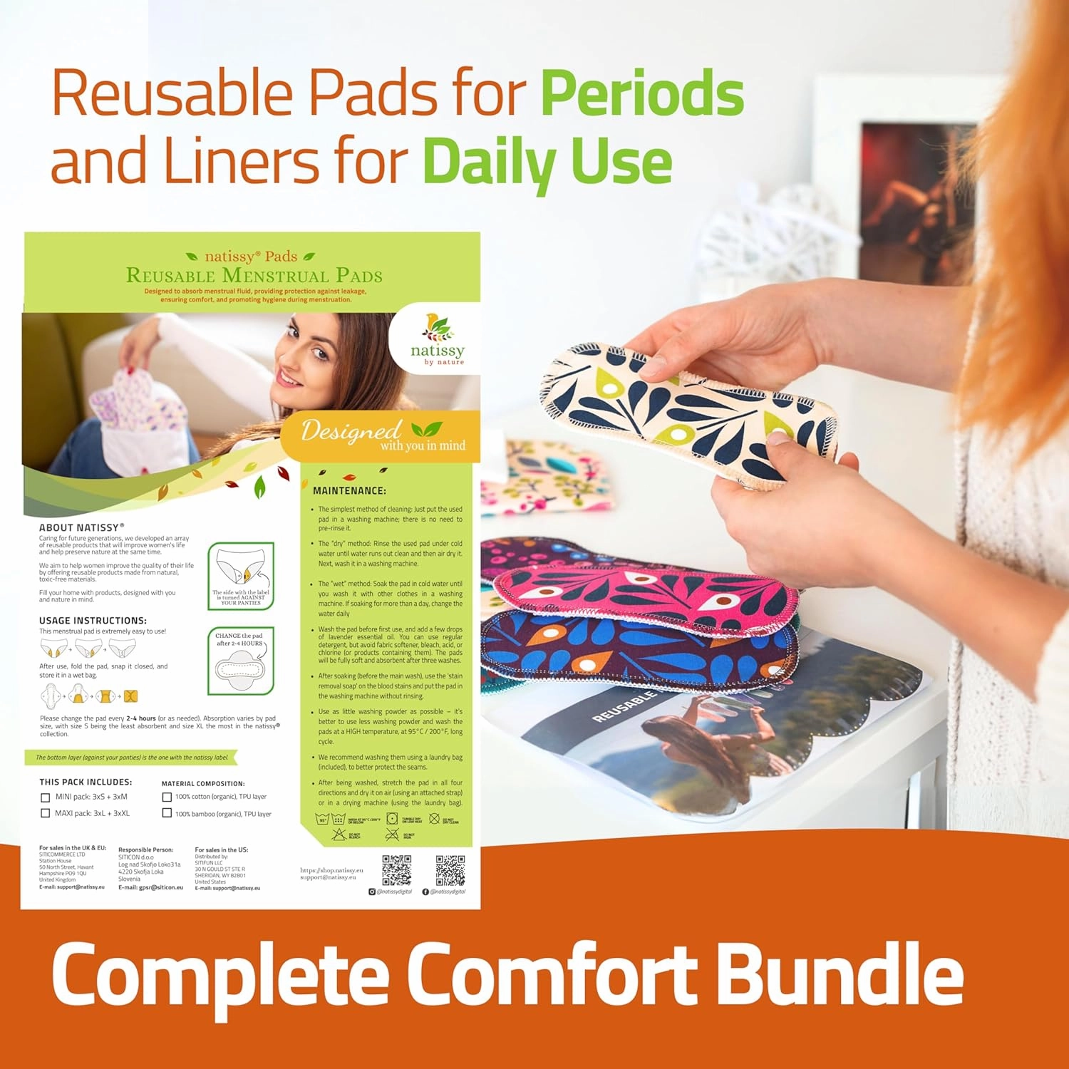 Organic Cotton EcoComfort Reusable Panty Liners for Women & Teens (Medium, 7-Pack); High-Temp Washable Cloth Liners; Stay Fresh & Dry, for Daily Vaginal Discharge Only; 100% Breathable (no PUL/TPU)
