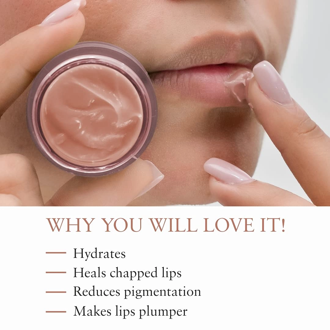 Organic Lip Mask For Dry, Pigmented & Chapped Lips - Vegan Moisturizing Lip Mask for Men & Women, Peach 15 gm