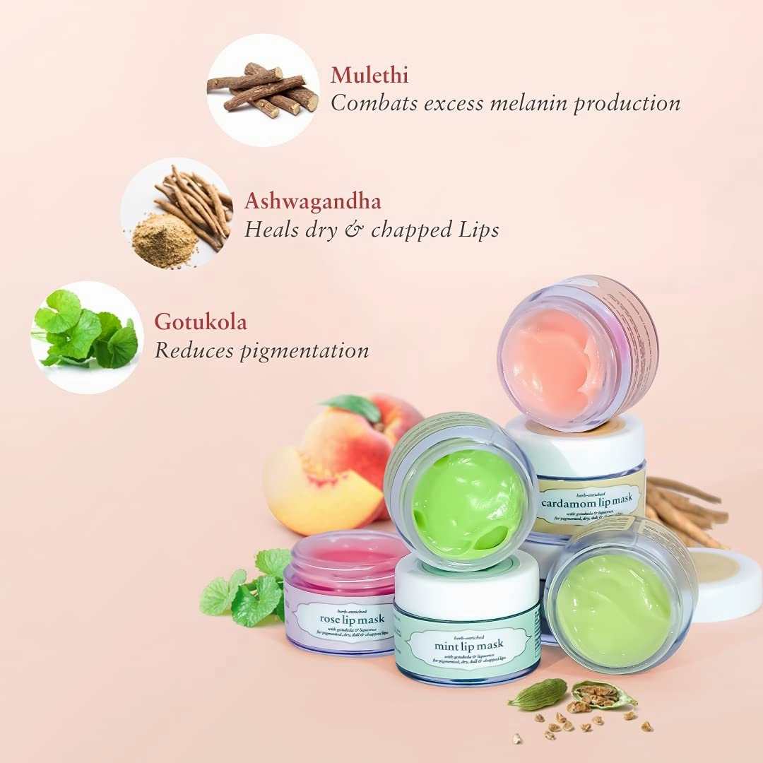 Organic Lip Mask For Dry, Pigmented & Chapped Lips - Vegan Moisturizing Lip Mask for Men & Women, Peach 15 gm