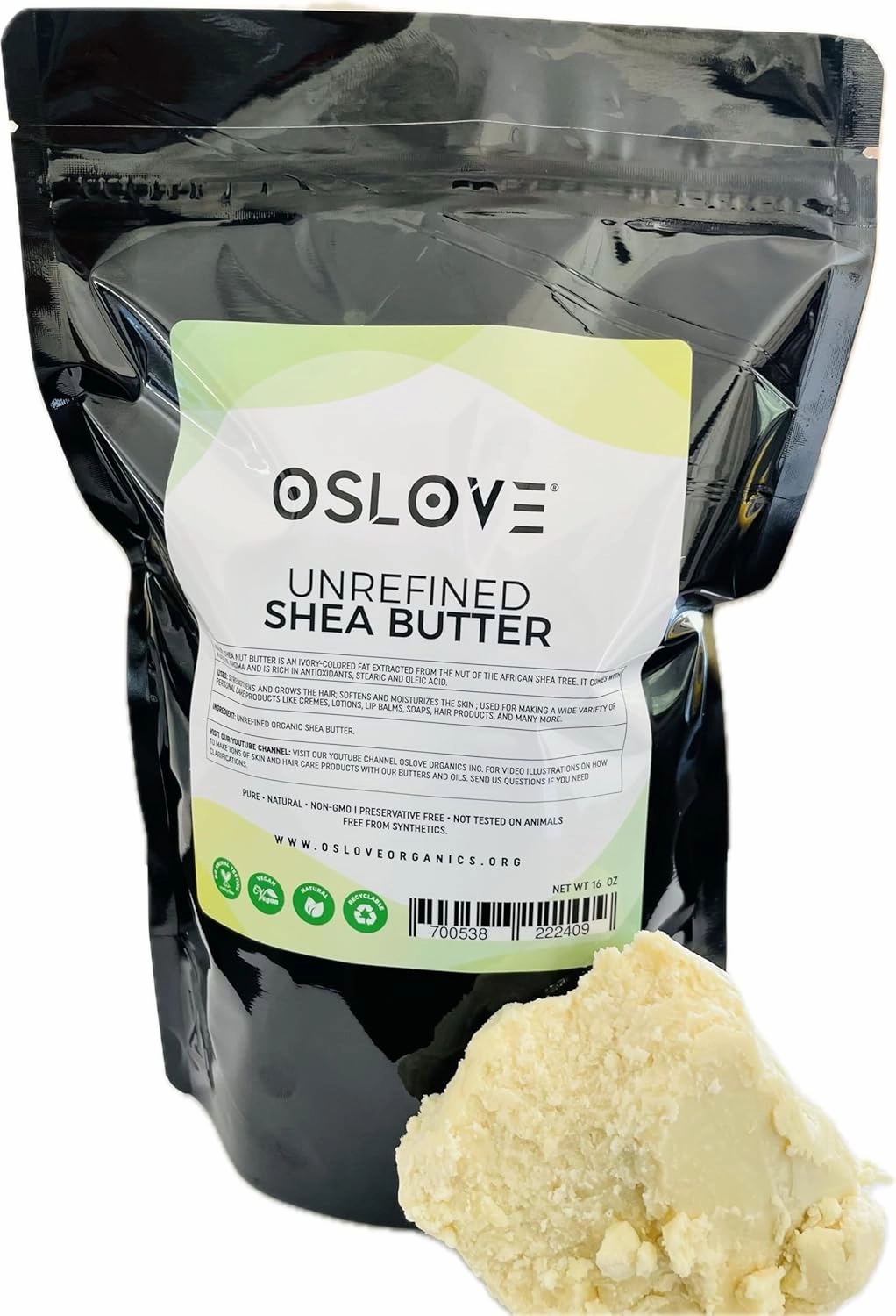 Organic Unrefined Shea Butter 1 LB - African,100% Pure, Non-GMO, Fresh, Rich and Creamy | Use for Body/Hair moisturizing butters, Lip balms, soap base, salves and deodorants