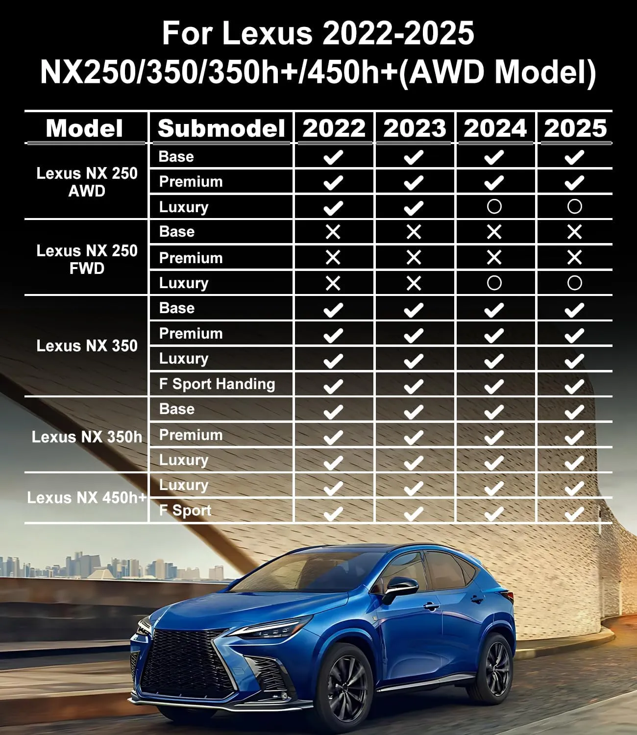 Original Floor Mats for 2022-2025 Lexus NX/NX Hybrid All Models - Heavy Duty Car Mats 1st and 2nd Row TPE Floor Liners - All Weather Floor Mats for Lexus NX250/NX350/NX350h/NX450h  2022 2023 2024 2025