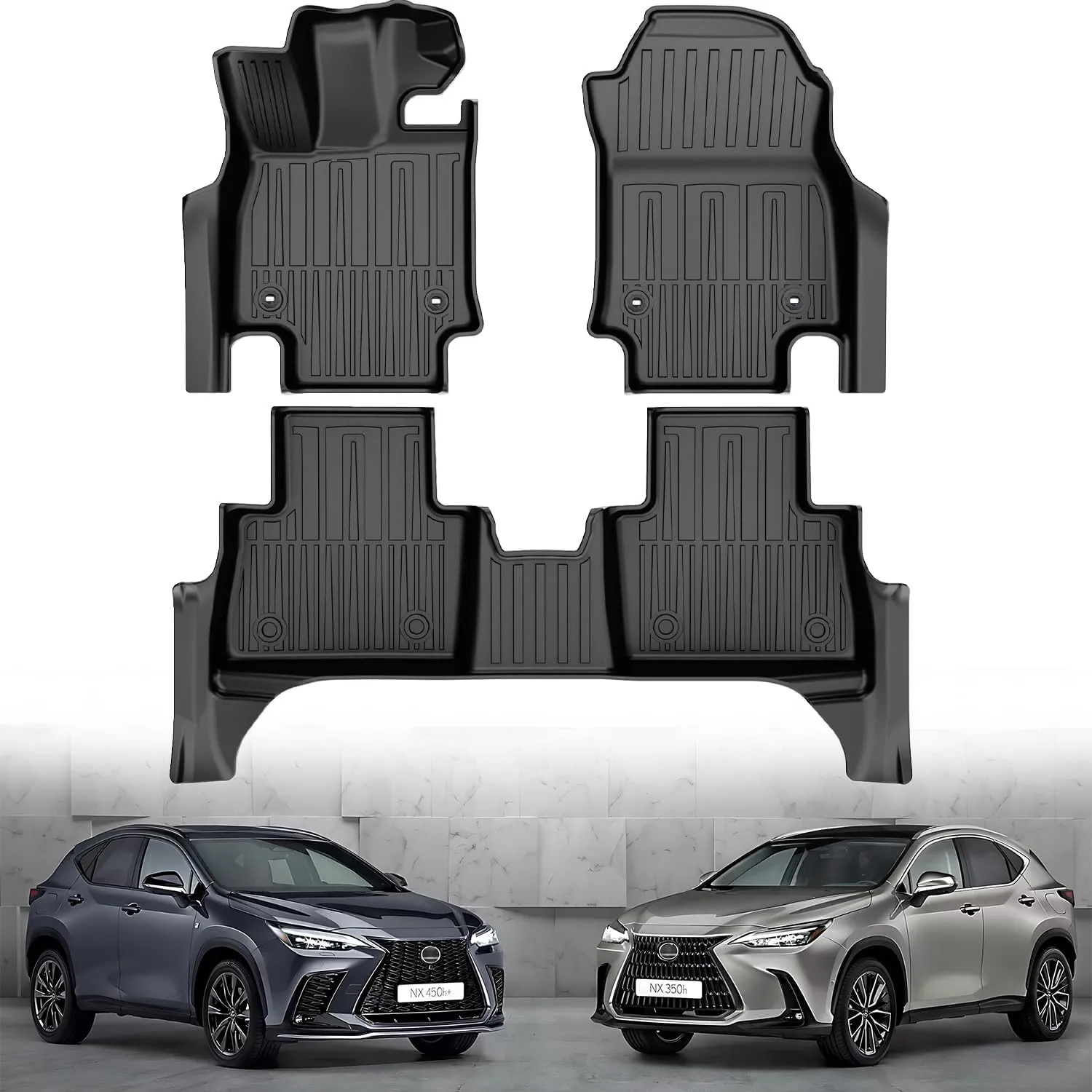 Original Floor Mats for 2022-2025 Lexus NX/NX Hybrid All Models - Heavy Duty Car Mats 1st and 2nd Row TPE Floor Liners - All Weather Floor Mats for Lexus NX250/NX350/NX350h/NX450h  2022 2023 2024 2025