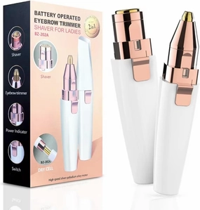 Orvanna Precision Eyebrow & Facial Trimmer, Rechargeable Eyebrow Razor & Facial Hair Removal for Women, 2 in 1 Eyebrow Trimmer and Painless Face Razors for Women face (White)