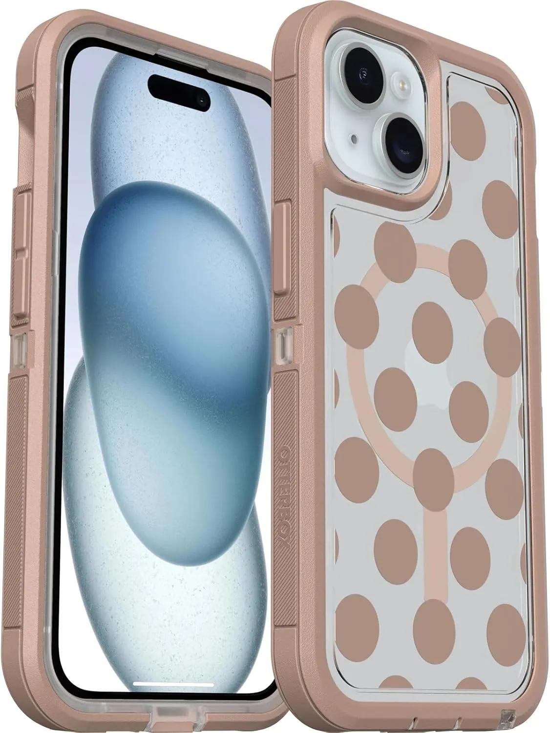 OtterBox iPhone 15, iPhone 14, and iPhone 13 Defender Series XT Case with MagSafe, Screenless, Rugged - Non-Retail Packaging - Clear/Brown