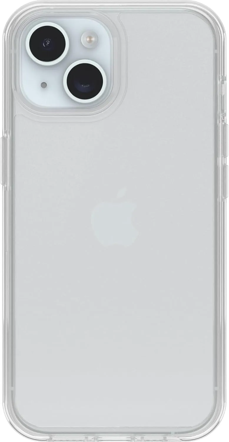 OtterBox iPhone 15, iPhone 14, and iPhone 13 Symmetry Clear Series Case - CLEAR, ultra-sleek, wireless charging compatible, raised edges protect camera & screen