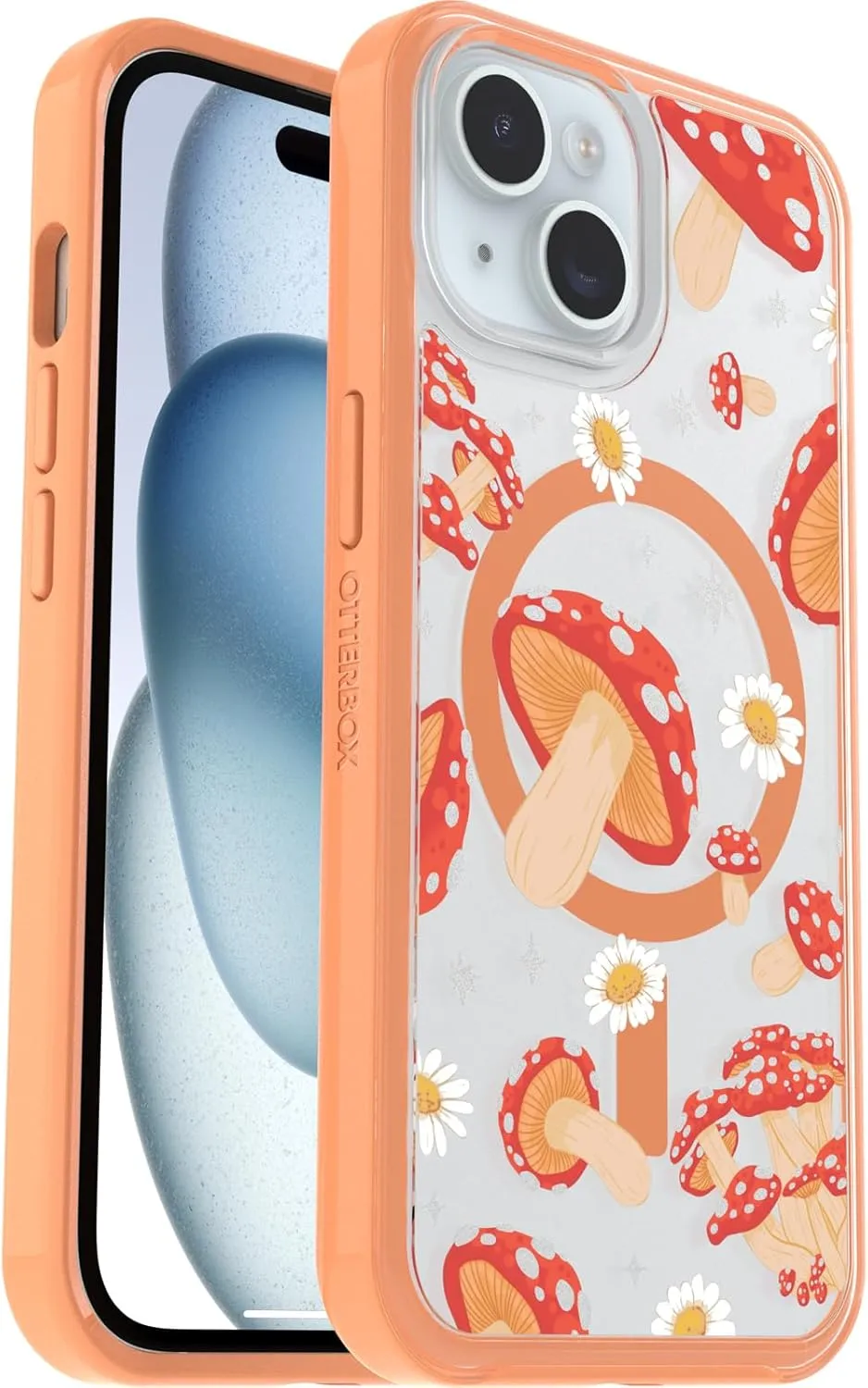 OtterBox iPhone 15, iPhone 14, and iPhone 13 Symmetry Series Clear Case - Whimsy Bloom (Yellow), Snaps to MagSafe, Ultra-Sleek, Raised Edges Protect Camera & Screen