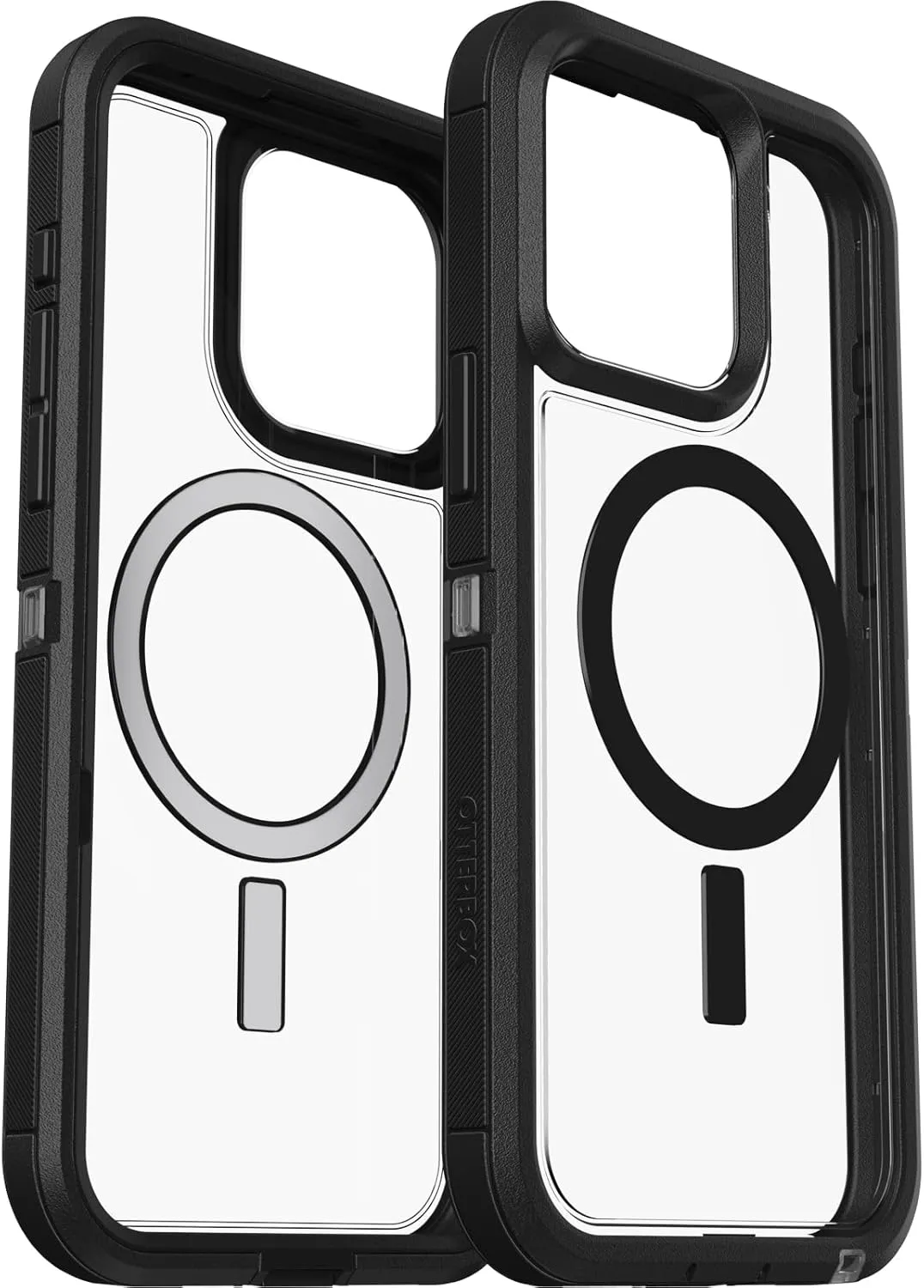 OtterBox iPhone 15 Pro MAX (Only) Defender Series XT Clear Case - Dark Side (Black/Clear), screenless, Rugged, Snaps to MagSafe, Lanyard Attachment
