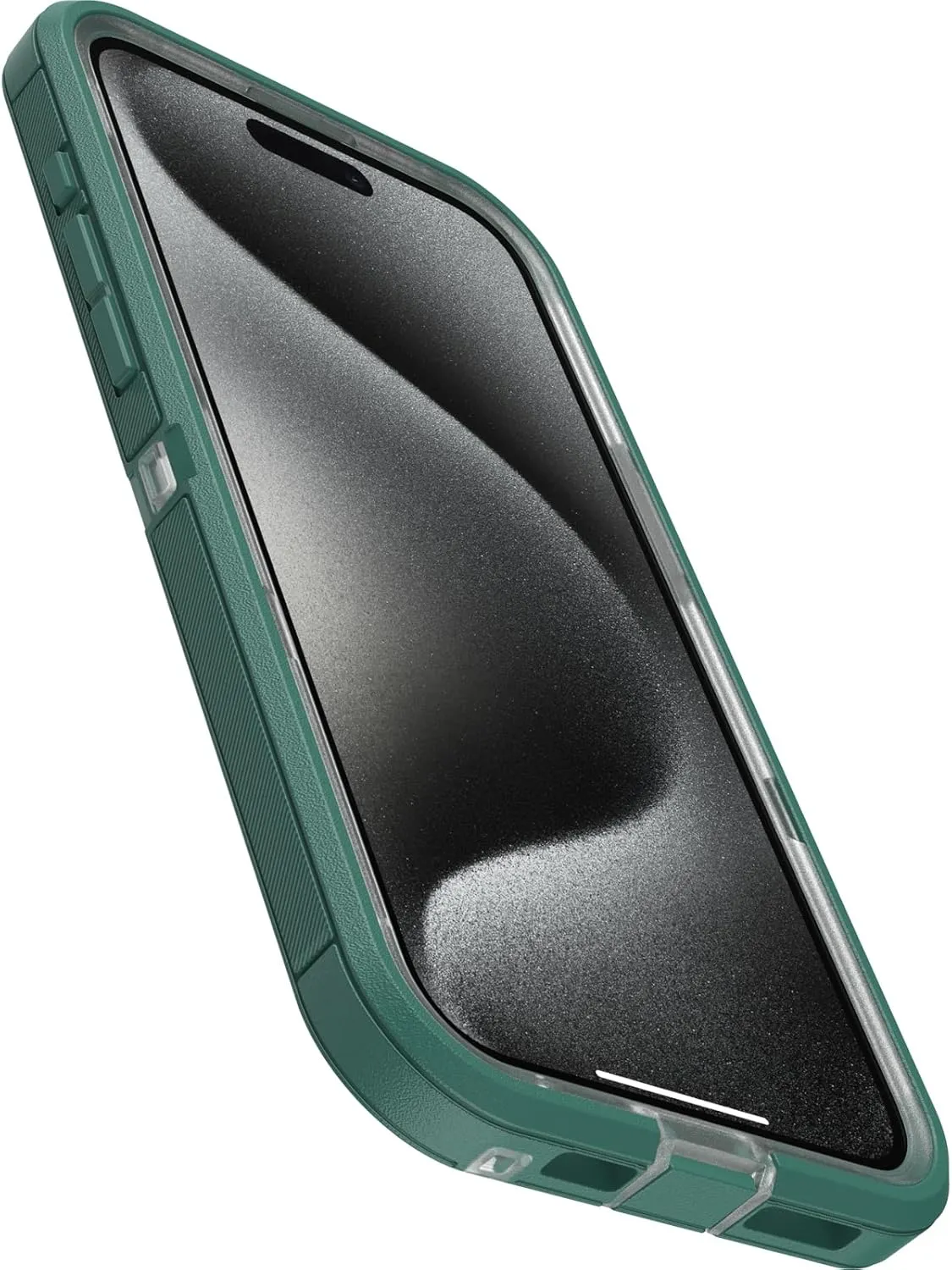OtterBox iPhone 15 Pro MAX (Only) Defender Series XT Clear Case - Velvet Evergreen (Clear), screenless, Rugged, Snaps to MagSafe, Lanyard Attachment