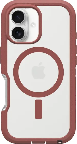 OtterBox iPhone 16 Defender Series XT Clear Case - Brick Red Clear