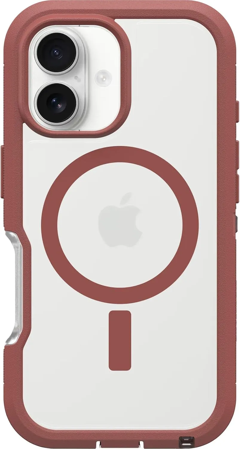 OtterBox iPhone 16 Defender Series XT Clear Case - Brick Red Clear