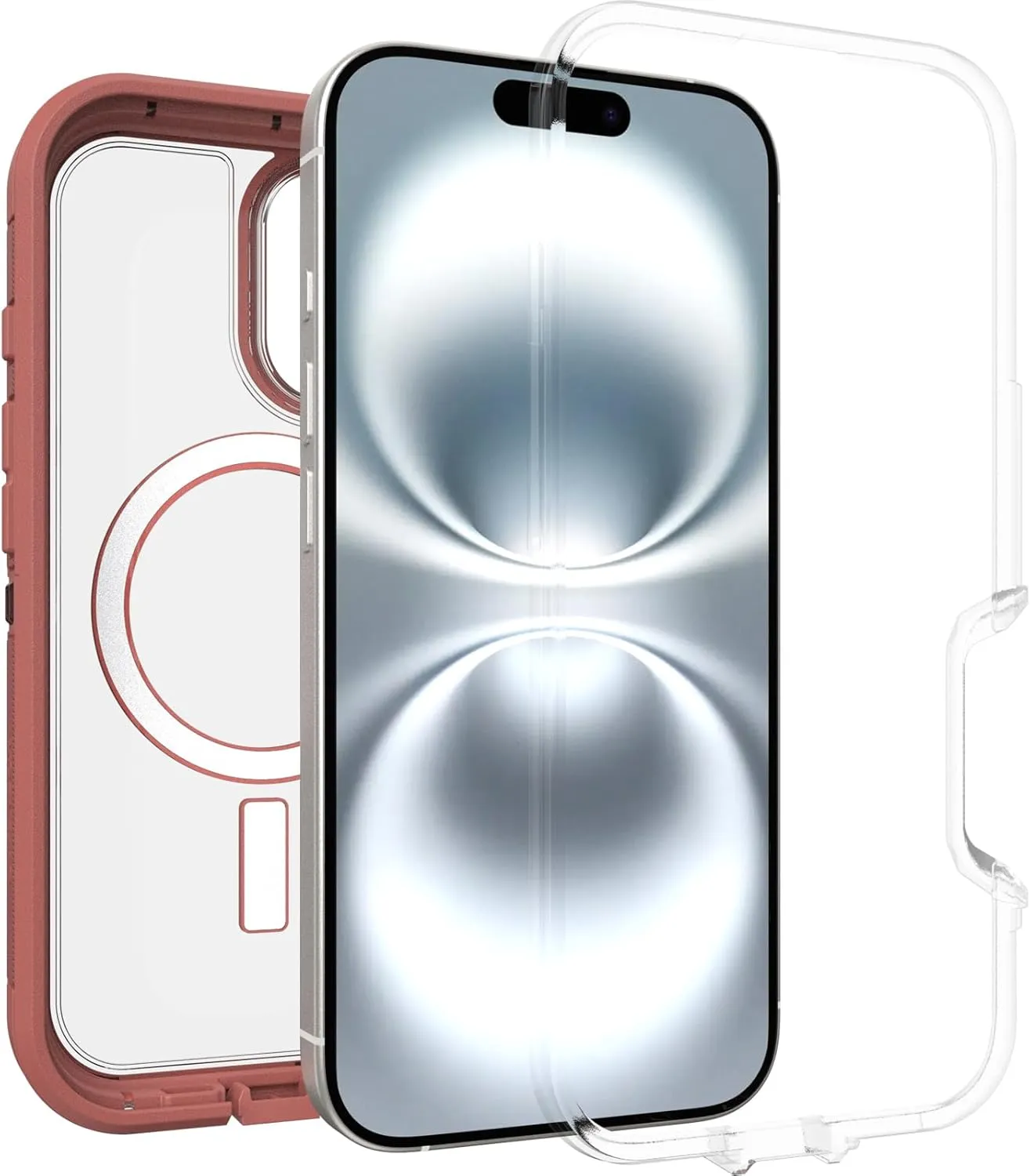 OtterBox iPhone 16 Defender Series XT Clear Case - Brick Red Clear