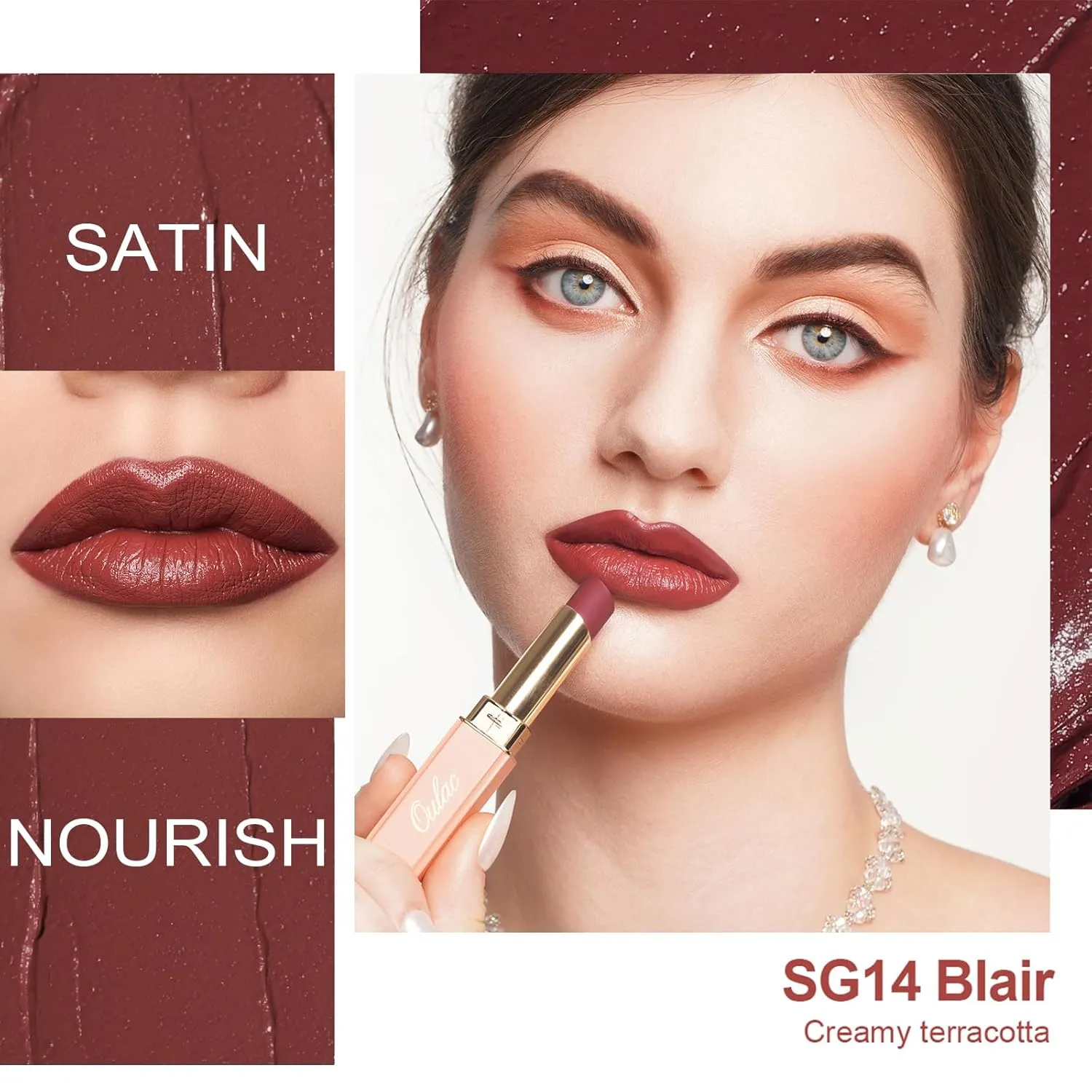 Oulac Color Rich Satin Lipstick Set For Women Red Burgundy Lipsticks High Impact Lipcolor Tinted Lip Balm, Nourishing, Satin Finish, Moisturizing Creamy Formula, Vegan Gluten Free (11 14 15)
