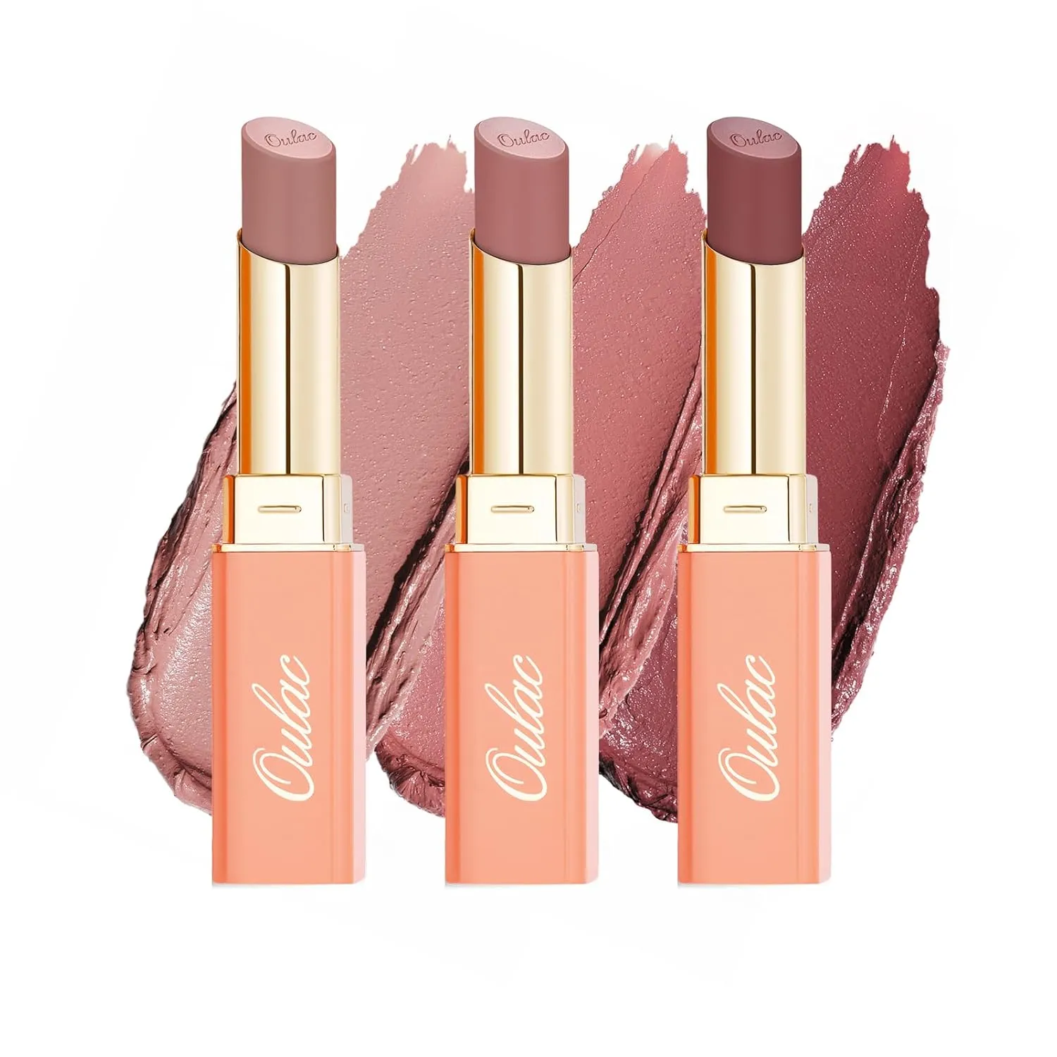 Oulac Hydrating Lipstick Set For Women Plum Brown Lipsticks High Impact Lipcolor Tinted Lip Balm, Nourishing, Satin Finish, Moisturizing Creamy Formula, Vegan Gluten Free 05 06 08(SET 2)