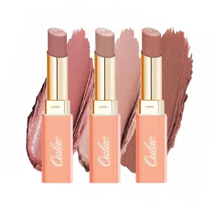 Oulac Nude Pink Lipsticks Set, Peach Matte Lip Stick, Full Coverage Lip Color, Satin Matte Finish, Cream Texture, Vegan & Clean Beauty (02 06 11)