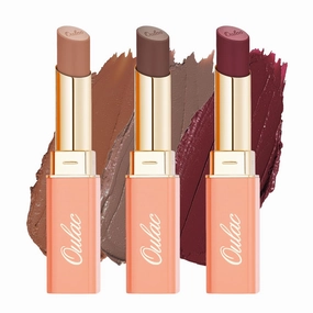 Oulac Color Rich Satin Lipstick Set For Women Nude Brown Lipsticks High Impact Lipcolor Tinted Lip Balm, Nourishing, Satin Finish, Moisturizing Creamy Formula, Vegan Gluten Free (10 12 13)