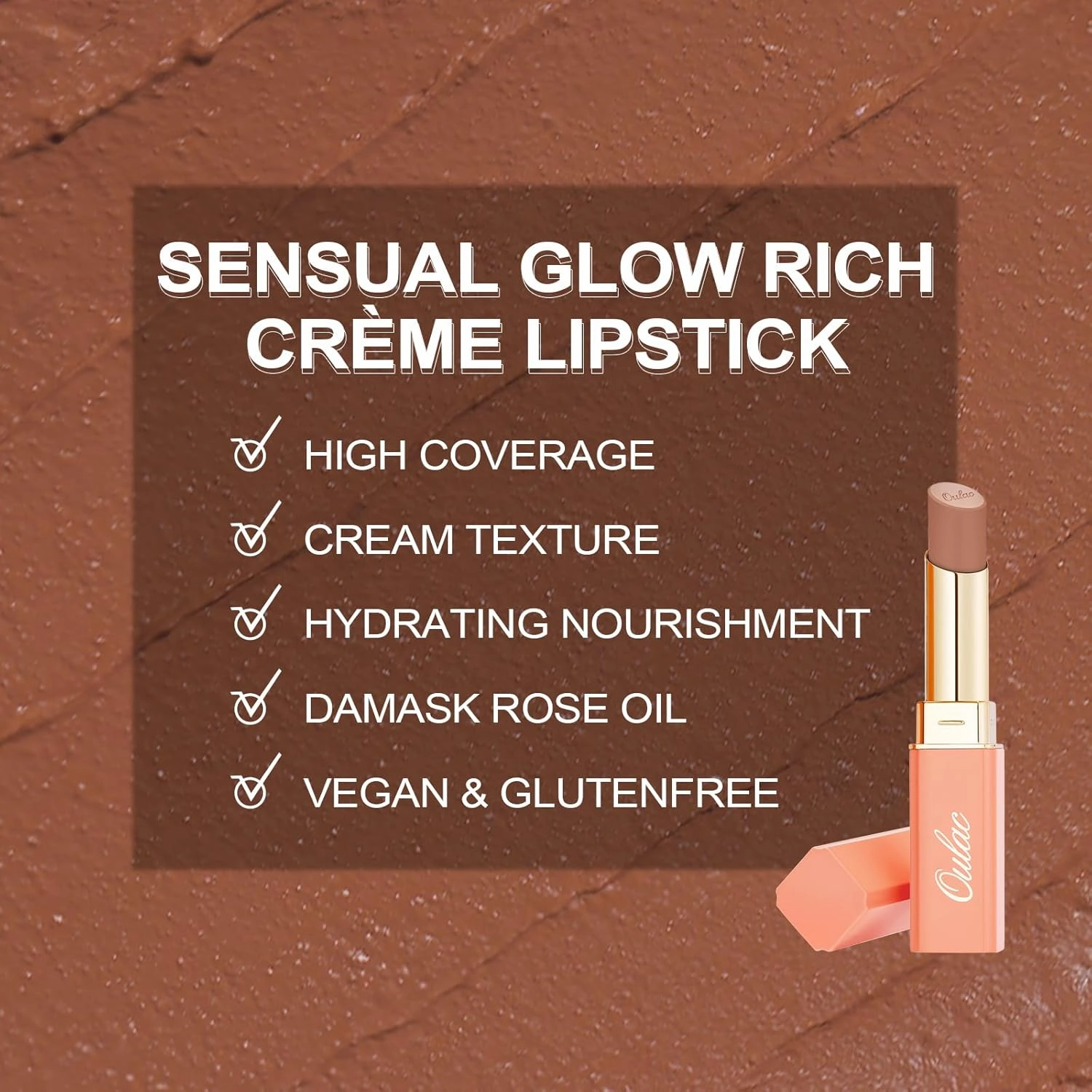 Oulac Color Rich Satin Lipstick Set For Women Nude Brown Lipsticks High Impact Lipcolor Tinted Lip Balm, Nourishing, Satin Finish, Moisturizing Creamy Formula, Vegan Gluten Free (10 12 13)