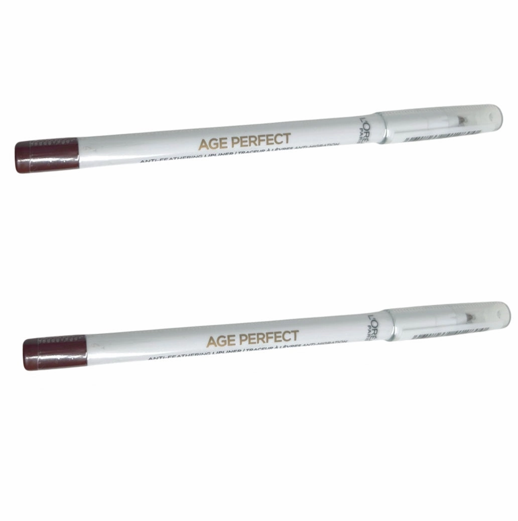 Pack of 2 L'Oreal Paris Age Perfect Anti-Feathering Lip Liner, Dark Chocolate 60