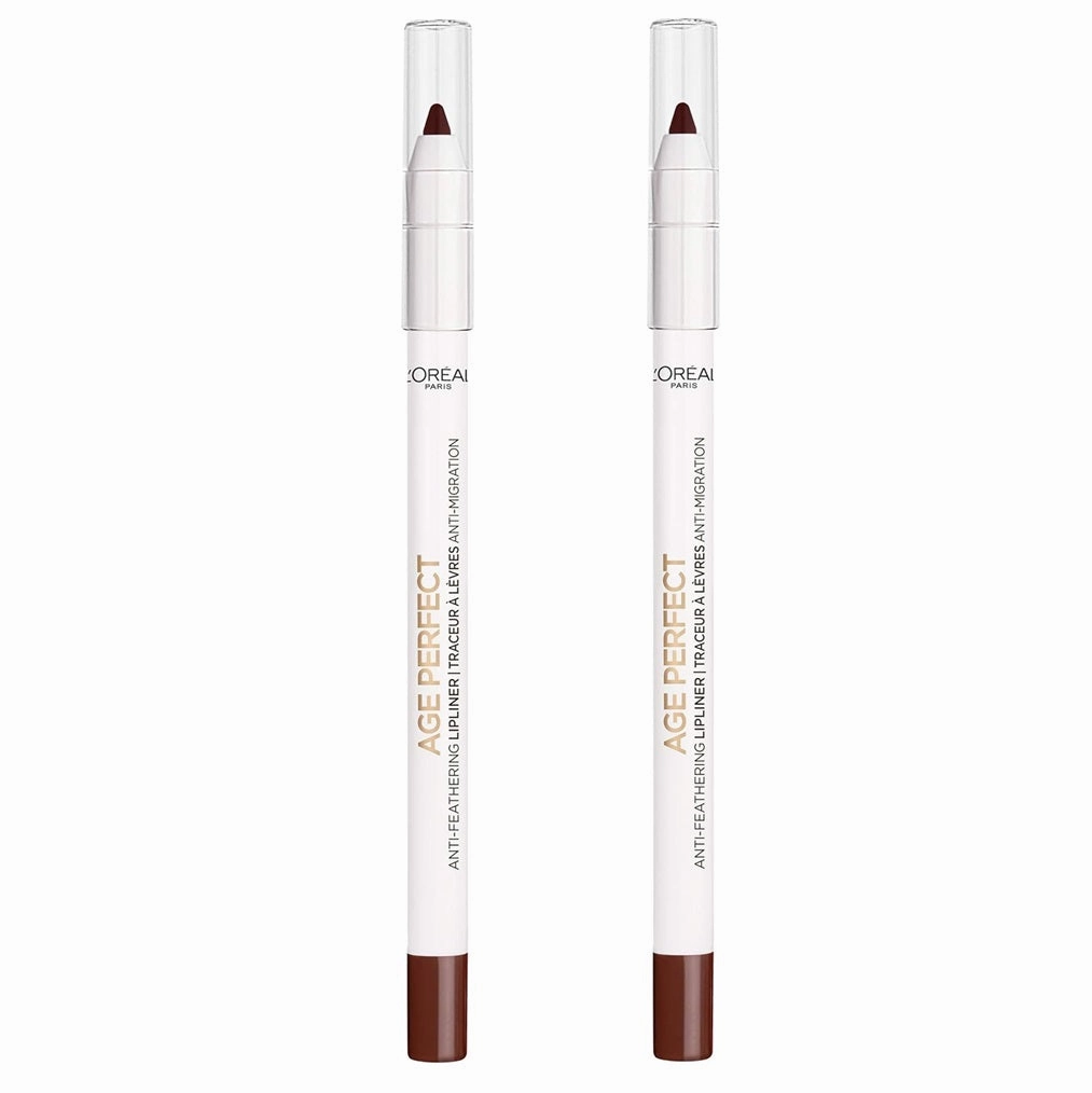 Pack of 2 L'Oreal Paris Age Perfect Anti-Feathering Lip Liner, Dark Chocolate 60