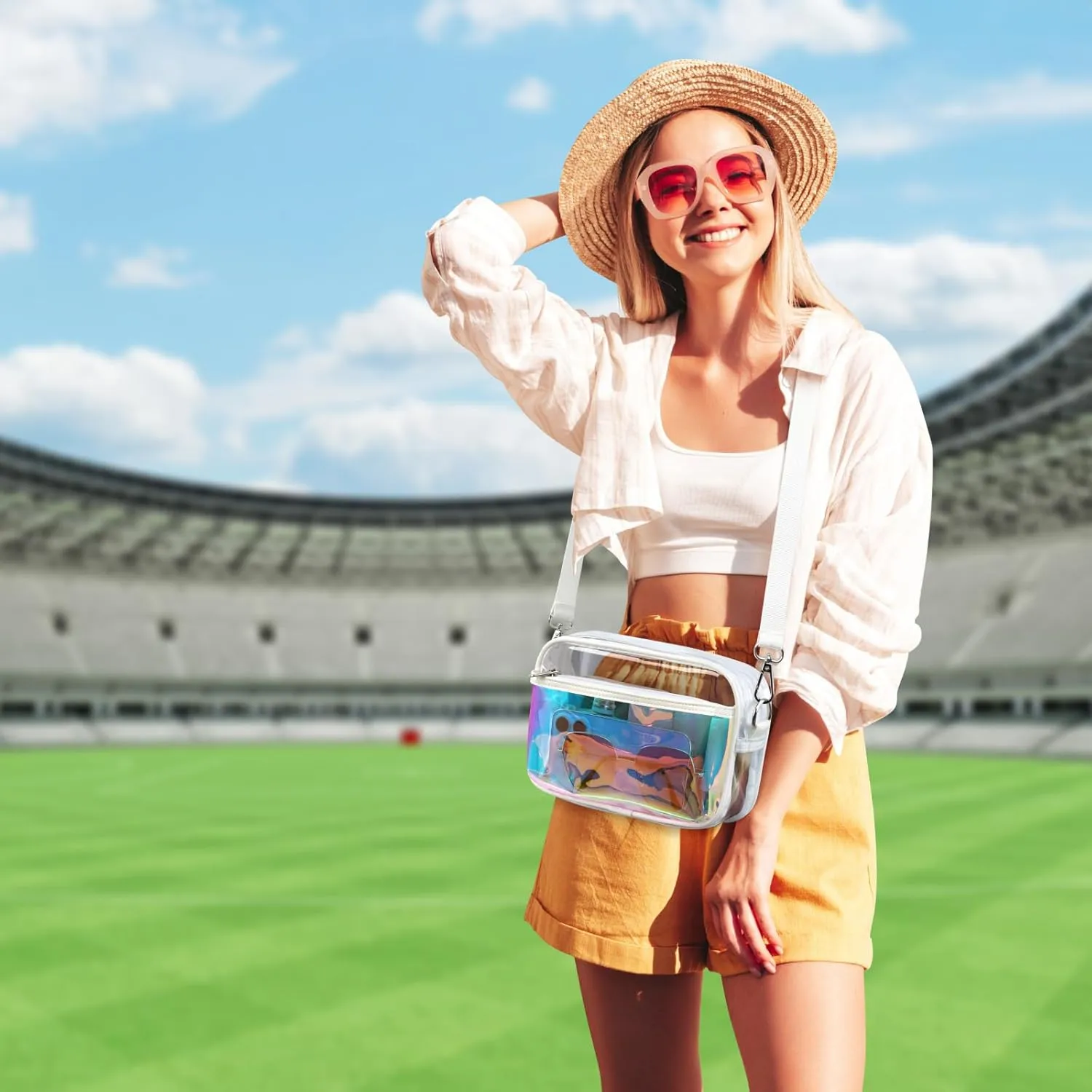 PACKISM Clear Bag for Stadium Events - Clear Purses for Women Stadium Crossbody Concert Bag for Game Day， Sports, Festival
