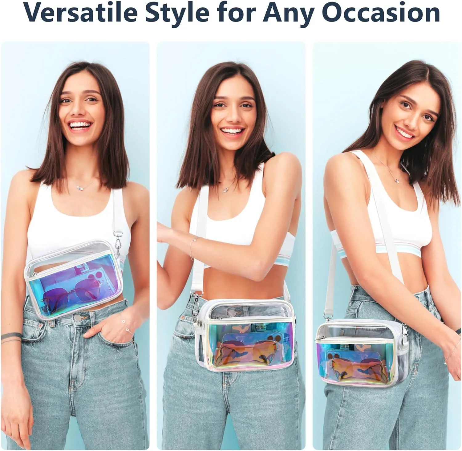 PACKISM Clear Bag for Stadium Events - Clear Purses for Women Stadium Crossbody Concert Bag for Game Day， Sports, Festival