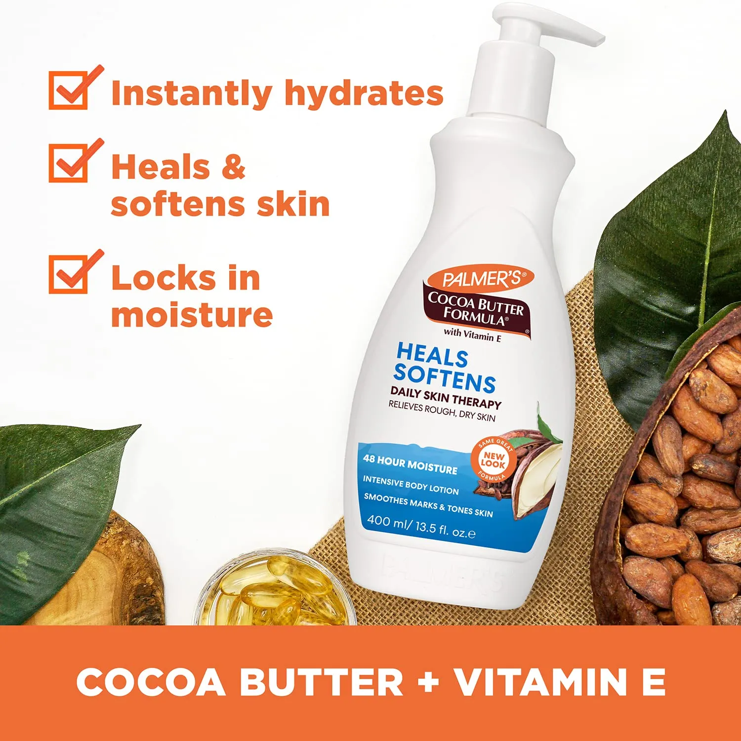 Palmer's Cocoa Butter Formula Daily Skin Therapy Cocoa Butter Body Lotion for Dry Skin, Hand & Body Conditioner, Pump Bottle,13.5 Oz (Pack of 3)