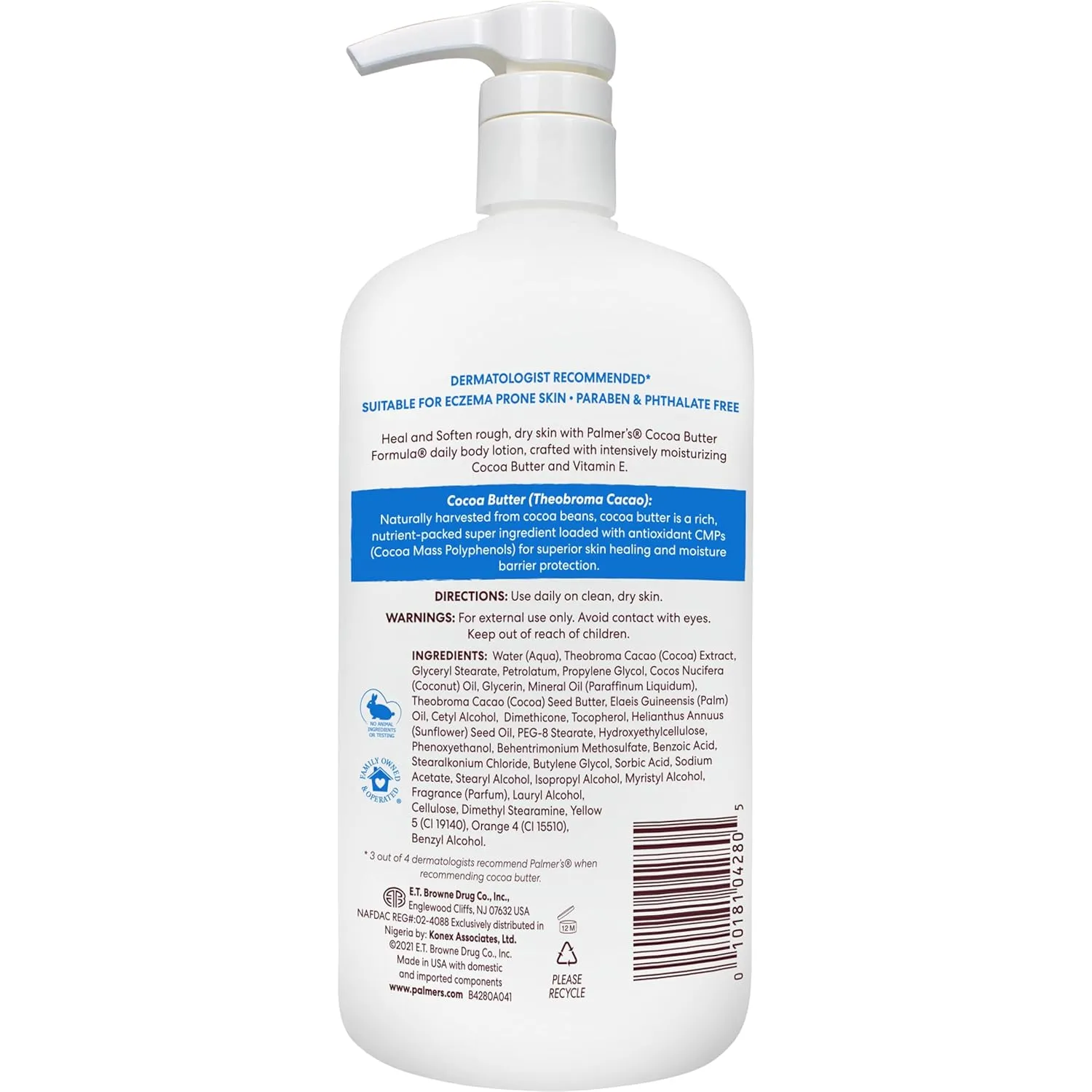 Palmer's Cocoa Butter Formula Daily Skin Therapy Lotion, Pump Bottle, 33.8 Ounces