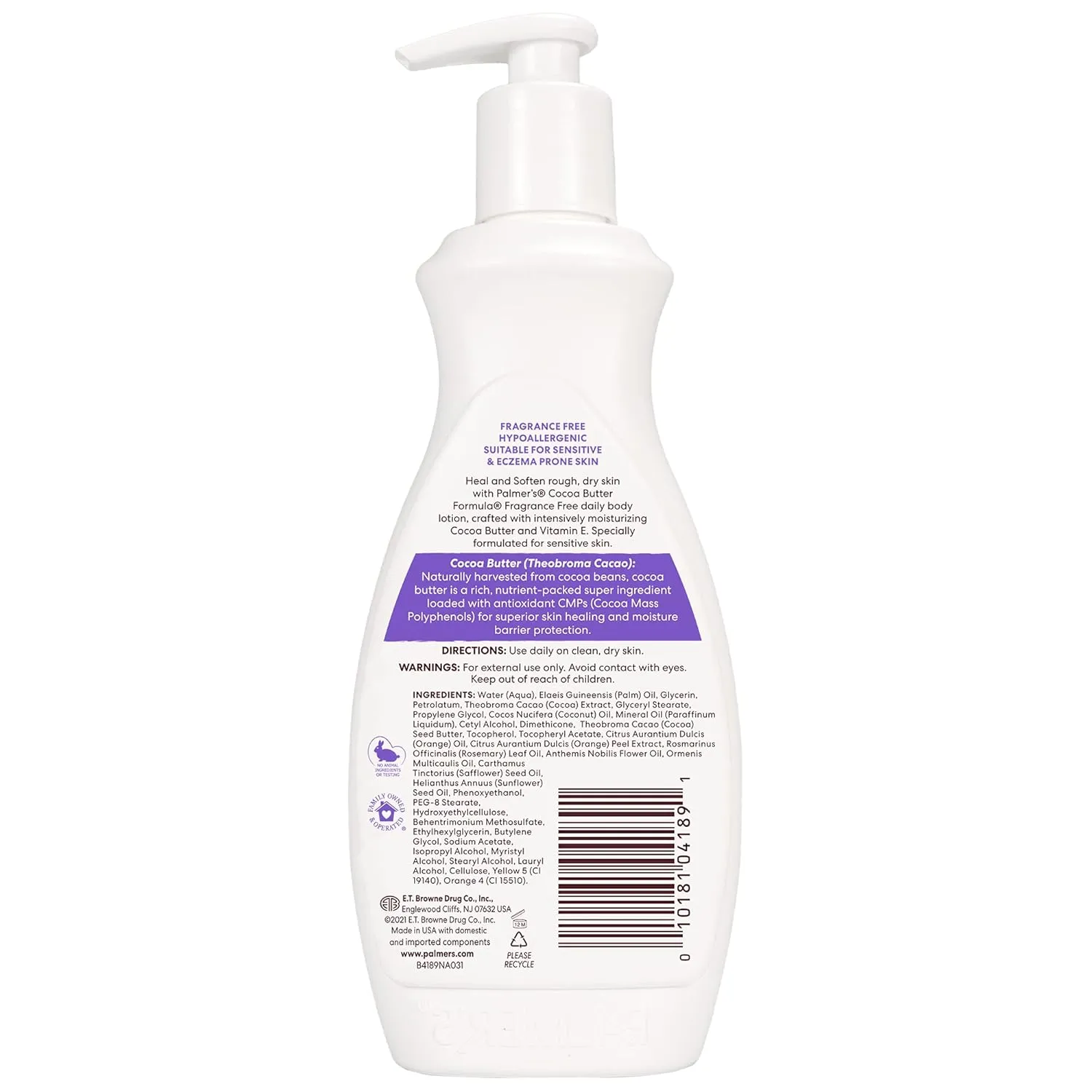 Palmer's Cocoa Butter Formula Fragrance Free Lotion Pump Bottle, 13.5 Fl.oz (Pack of 3)