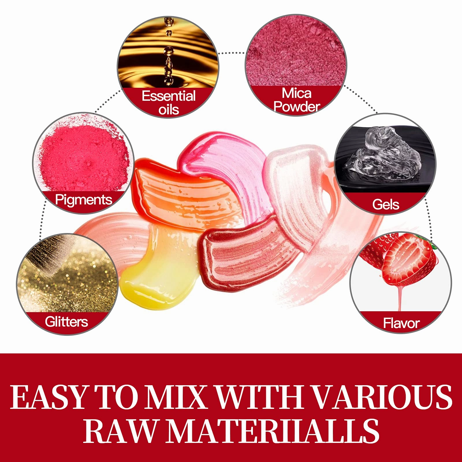 PARAMISS Moisturize Lip Gloss Base(10 Ounce) Clear Lip Gloss& Lip Gloss Pigment Powder 5 Colors x10G and White Metallic Shimmer Pearl Glitter Natural Pigment for DIY Handmade Lip Balms Lip Gloss