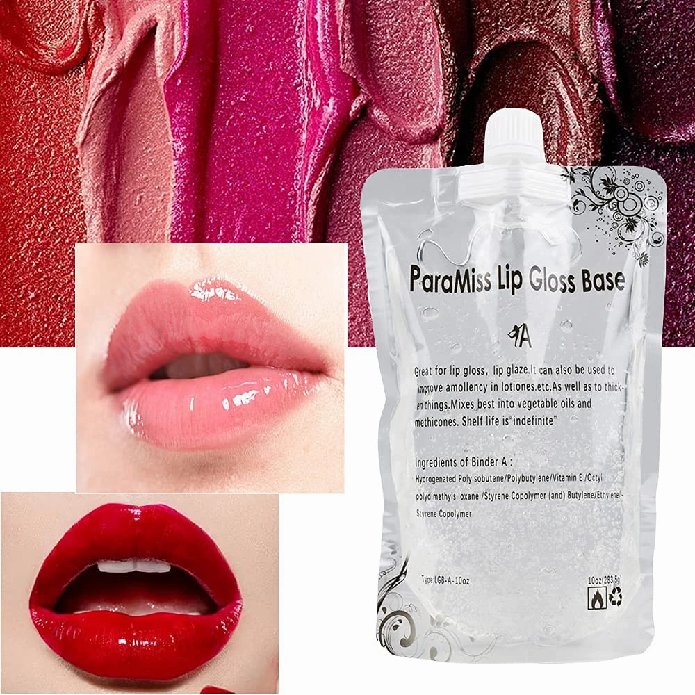 PARAMISS Moisturize Lip Gloss Base(10 Ounce) Clear Lip Gloss& Lip Gloss Pigment Powder 5 Colors x10G and White Metallic Shimmer Pearl Glitter Natural Pigment for DIY Handmade Lip Balms Lip Gloss