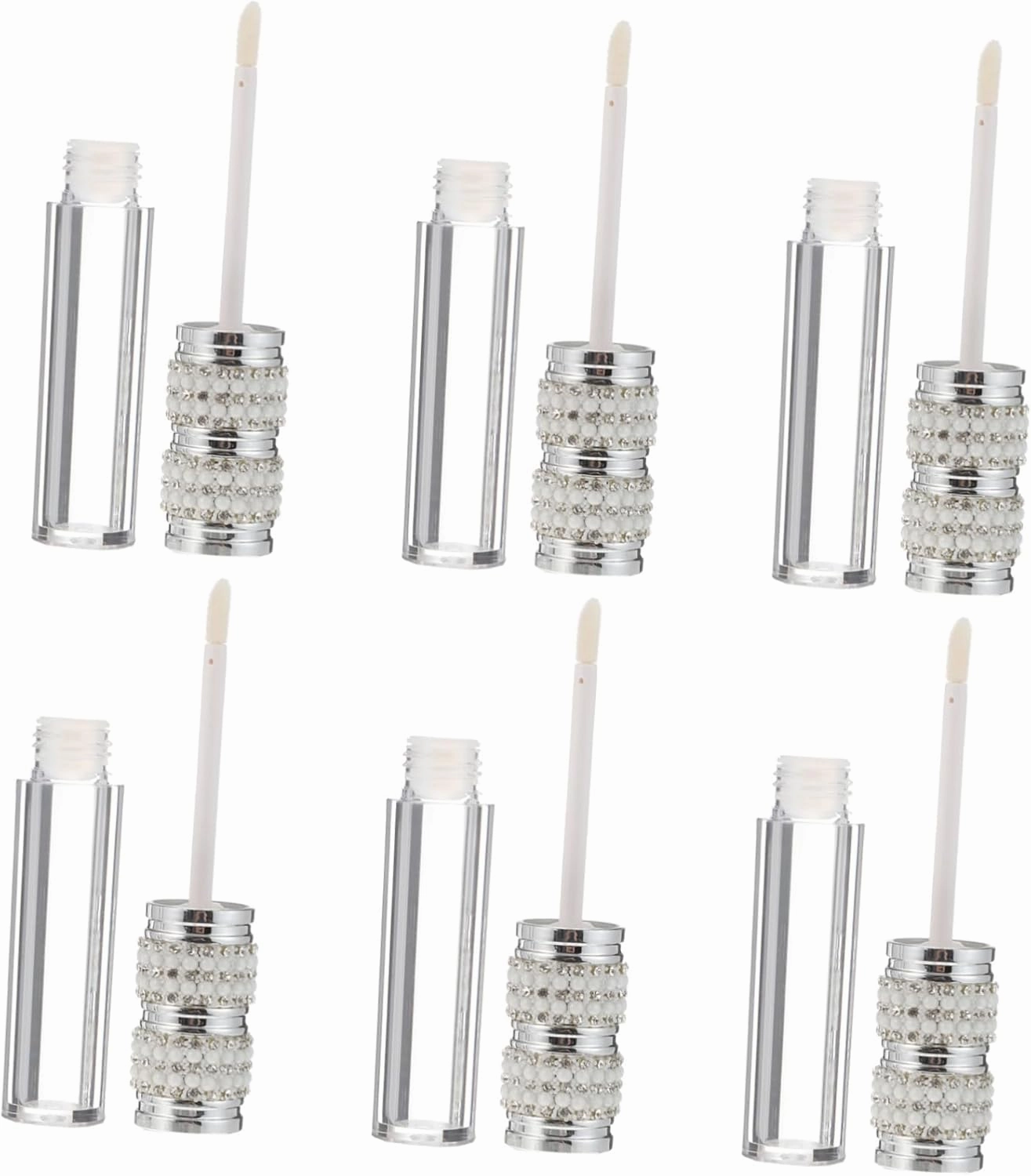 PartyKindom 6Pcs Empty Lip Gloss Containers DIY Bottles with Brush Head for Lip Oil Lotion Mascara Travel Friendly Makeup Packaging for Custom Lip