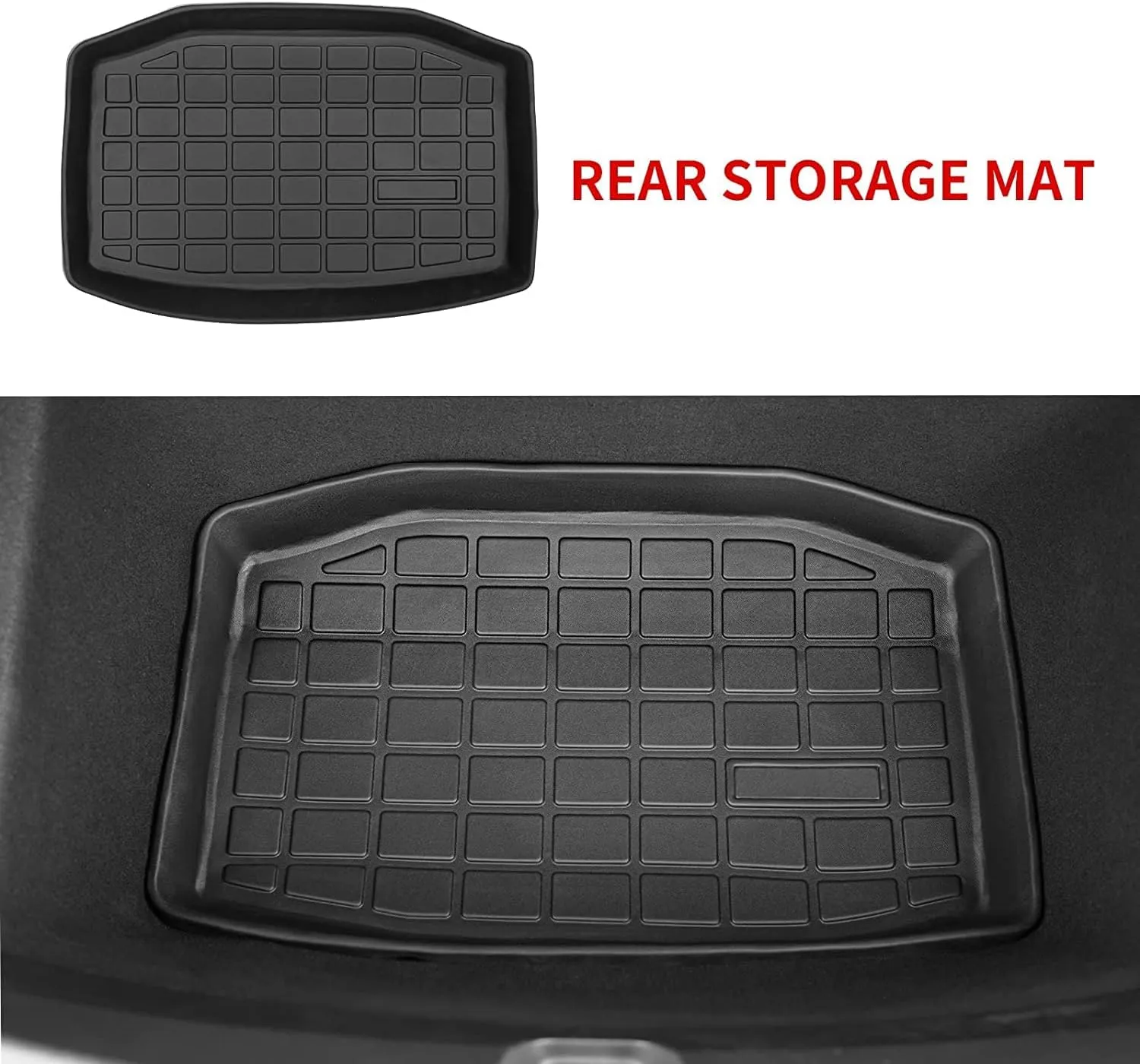 Pedigree TPE Material Tesla Model 3 Floor Mats Set Full Cover All Weather Rear Trunk Liners Custom Fit Heavy Duty Rubber Odorless Model 3 Accessories 2025 2024(Floor Storage Cargo Mat)