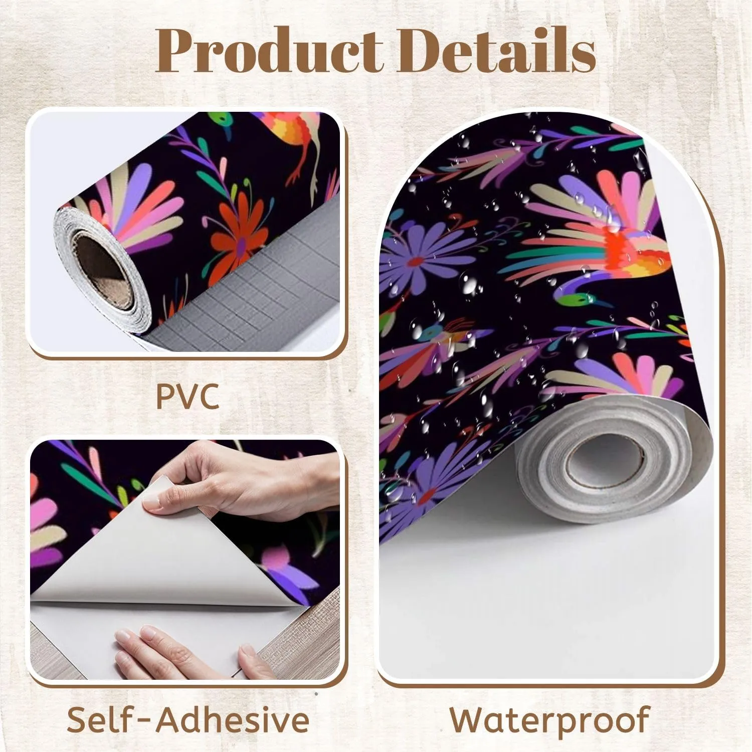 Peel and Stick Wallpaper Self Adhesive Wall Mural Design for Fabric Contact Paper Renter Friendly Wallpaper for Kitchen Nursery Bedroom 17.7"x118"