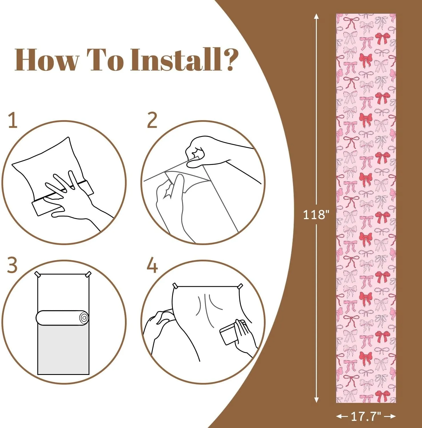 Peel and Stick Wallpaper Self Adhesive Wall Mural Seamless cute coquette bows Balletcore pink red ribbons Hand drawn Contact Paper Renter Friendly Wallpaper for Kitchen Nursery Bedroom 17.7"x118"