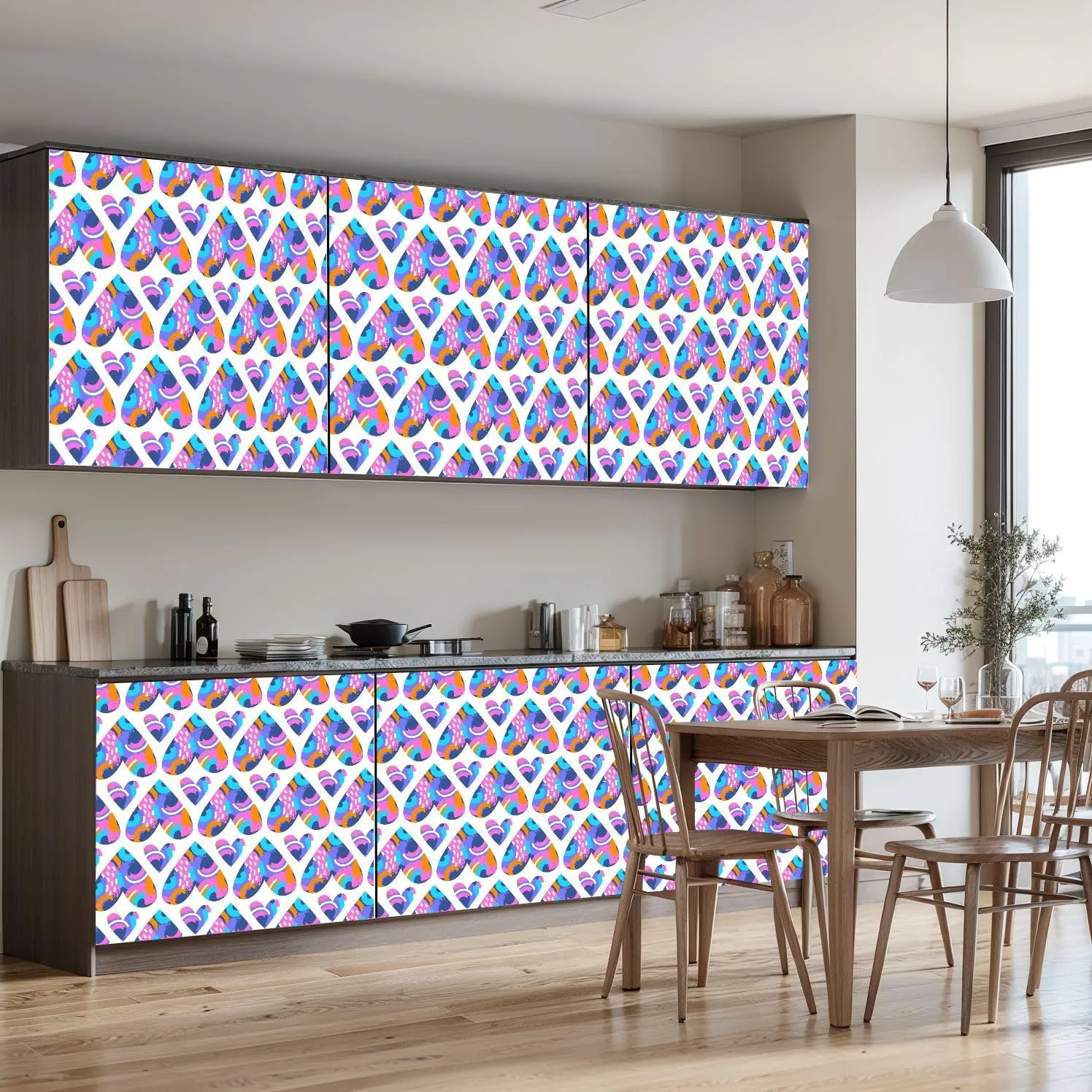 Peel and Stick Wallpaper Self Adhesive Wall Mural Seamless pattern created from geometric shapes abstract spots textures Contact Paper Renter Friendly Wallpaper for Kitchen Nursery Bedroom 17.7"x118"