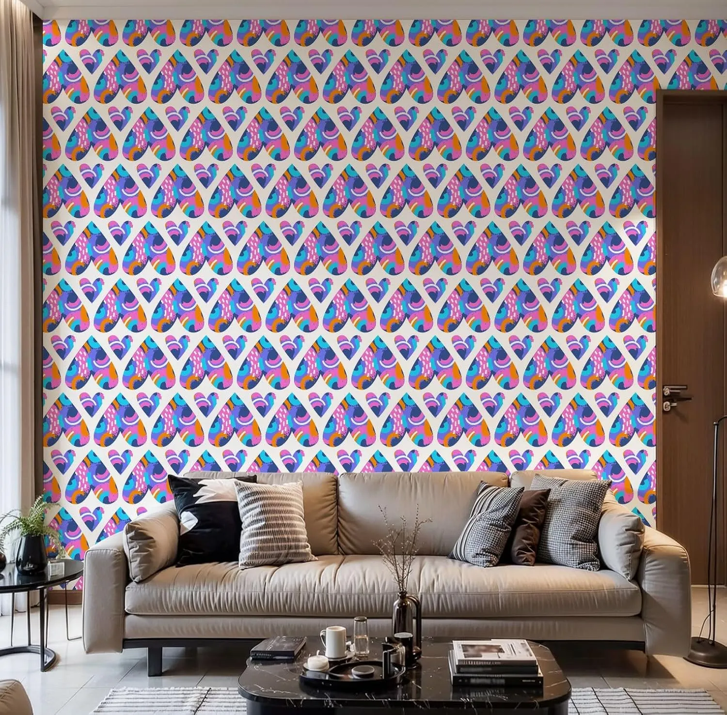 Peel and Stick Wallpaper Self Adhesive Wall Mural Seamless pattern created from geometric shapes abstract spots textures Contact Paper Renter Friendly Wallpaper for Kitchen Nursery Bedroom 17.7"x118"
