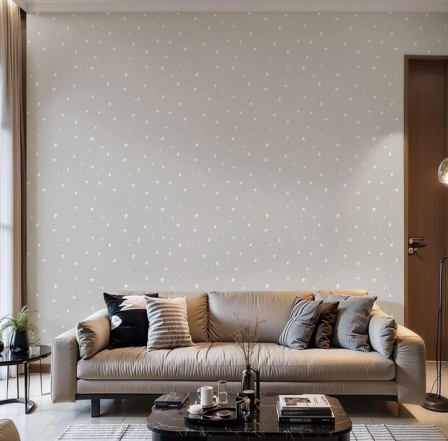 Peel and Stick Wallpaper Self Adhesive Wall Mural Star Seamless Pattern Star Contact Paper Renter Friendly Wallpaper for Kitchen Nursery Bedroom 17.7"x118"