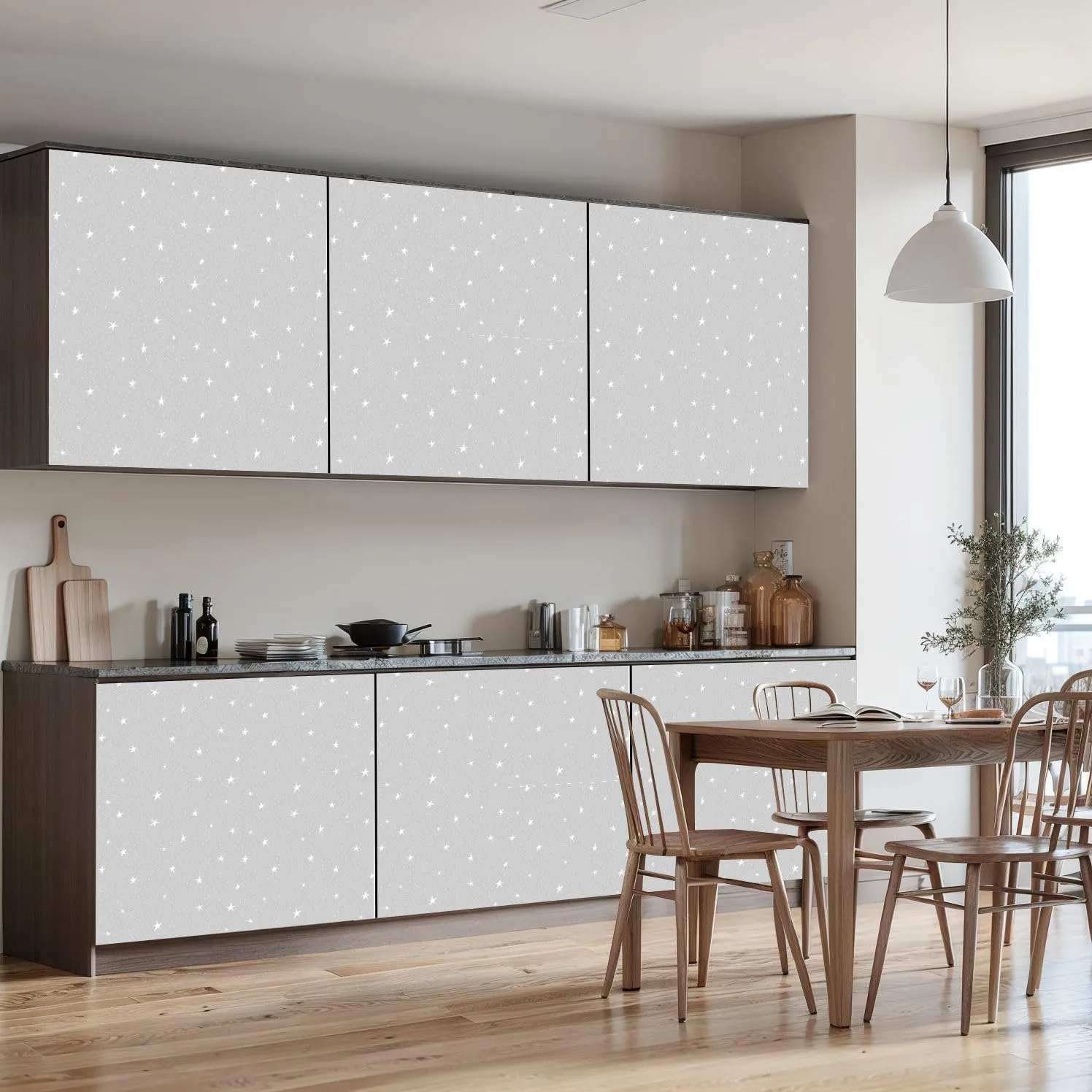 Peel and Stick Wallpaper Self Adhesive Wall Mural Star Seamless Pattern Star Contact Paper Renter Friendly Wallpaper for Kitchen Nursery Bedroom 17.7"x118"
