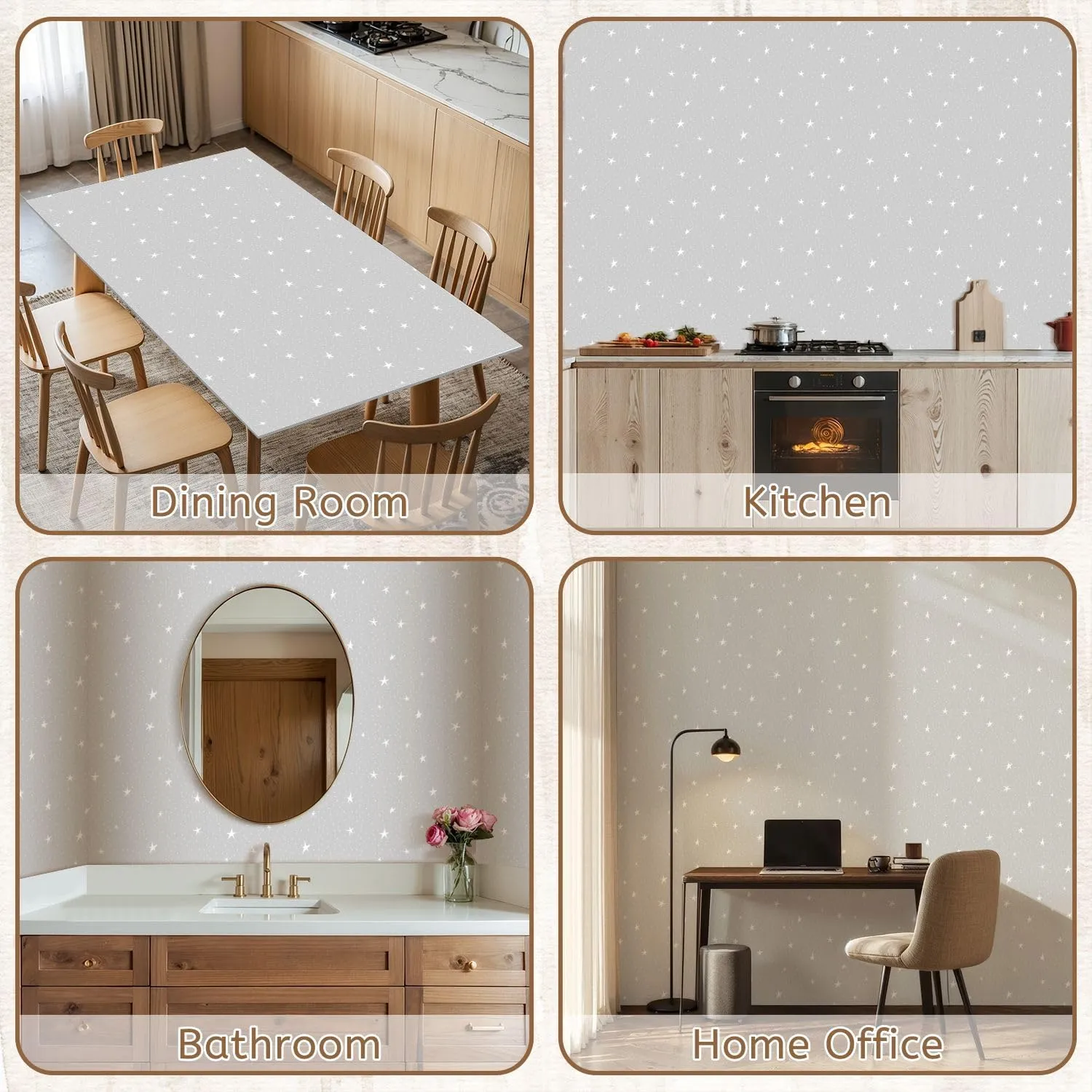 Peel and Stick Wallpaper Self Adhesive Wall Mural Star Seamless Pattern Star Contact Paper Renter Friendly Wallpaper for Kitchen Nursery Bedroom 17.7"x118"
