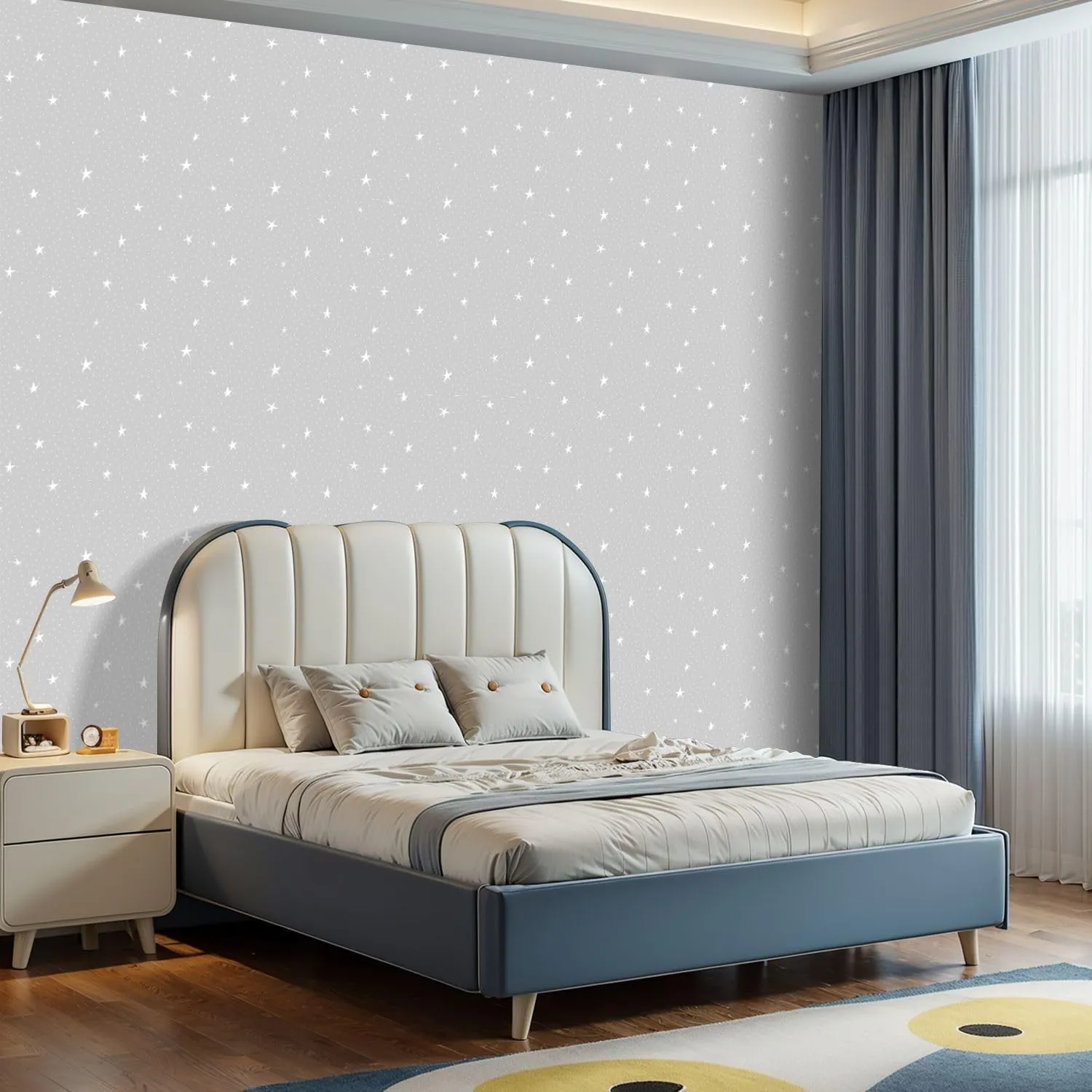 Peel and Stick Wallpaper Self Adhesive Wall Mural Star Seamless Pattern Star Contact Paper Renter Friendly Wallpaper for Kitchen Nursery Bedroom 17.7"x118"
