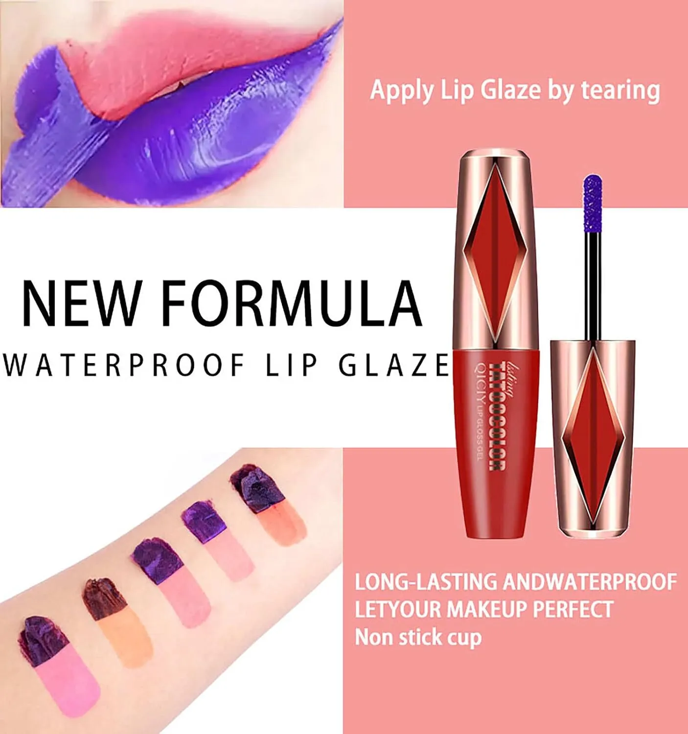 Peel Off Lip Stain -Lip Stain Peel Off Masque - Long Lasting, Waterproof and Transfer Proof Nude Lip Tint, Matte Finish Peel Off Makeup(Glamorous Red)