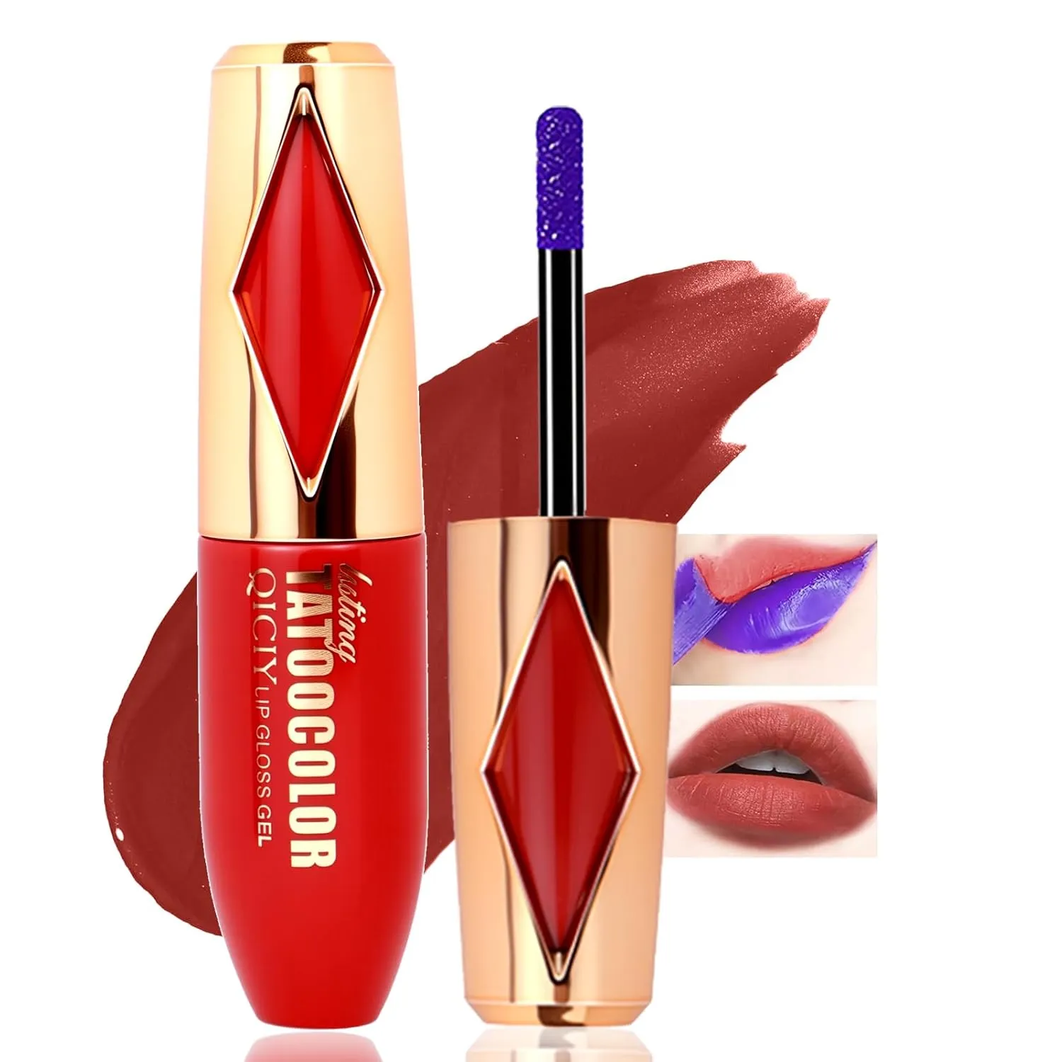 Peel Off Lip Stain -Lip Stain Peel Off Masque - Long Lasting, Waterproof and Transfer Proof Nude Lip Tint, Matte Finish Peel Off Makeup(Glamorous Red)