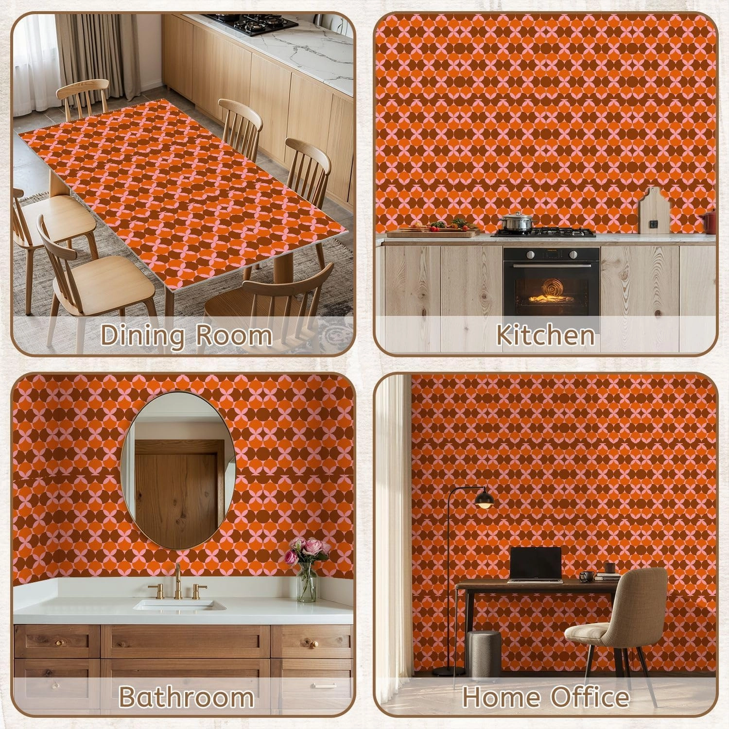 Peel and Stick Wallpaper Self Adhesive Wall Mural 70 s Retro Seamless Pattern 60s 70s Aesthetic Style Contact Paper Renter Friendly Wallpaper for Kitchen Nursery Bedroom 17.7"x118"