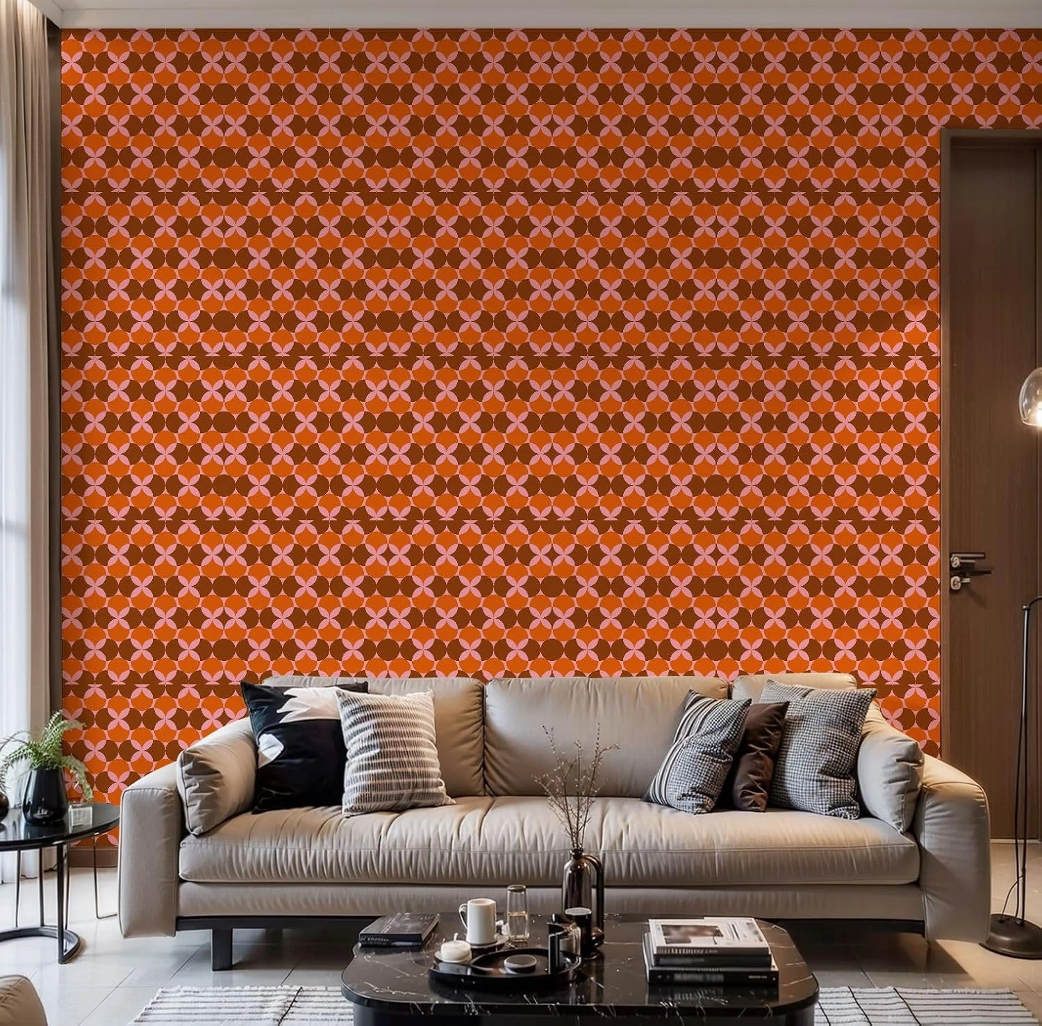 Peel and Stick Wallpaper Self Adhesive Wall Mural 70 s Retro Seamless Pattern 60s 70s Aesthetic Style Contact Paper Renter Friendly Wallpaper for Kitchen Nursery Bedroom 17.7"x118"