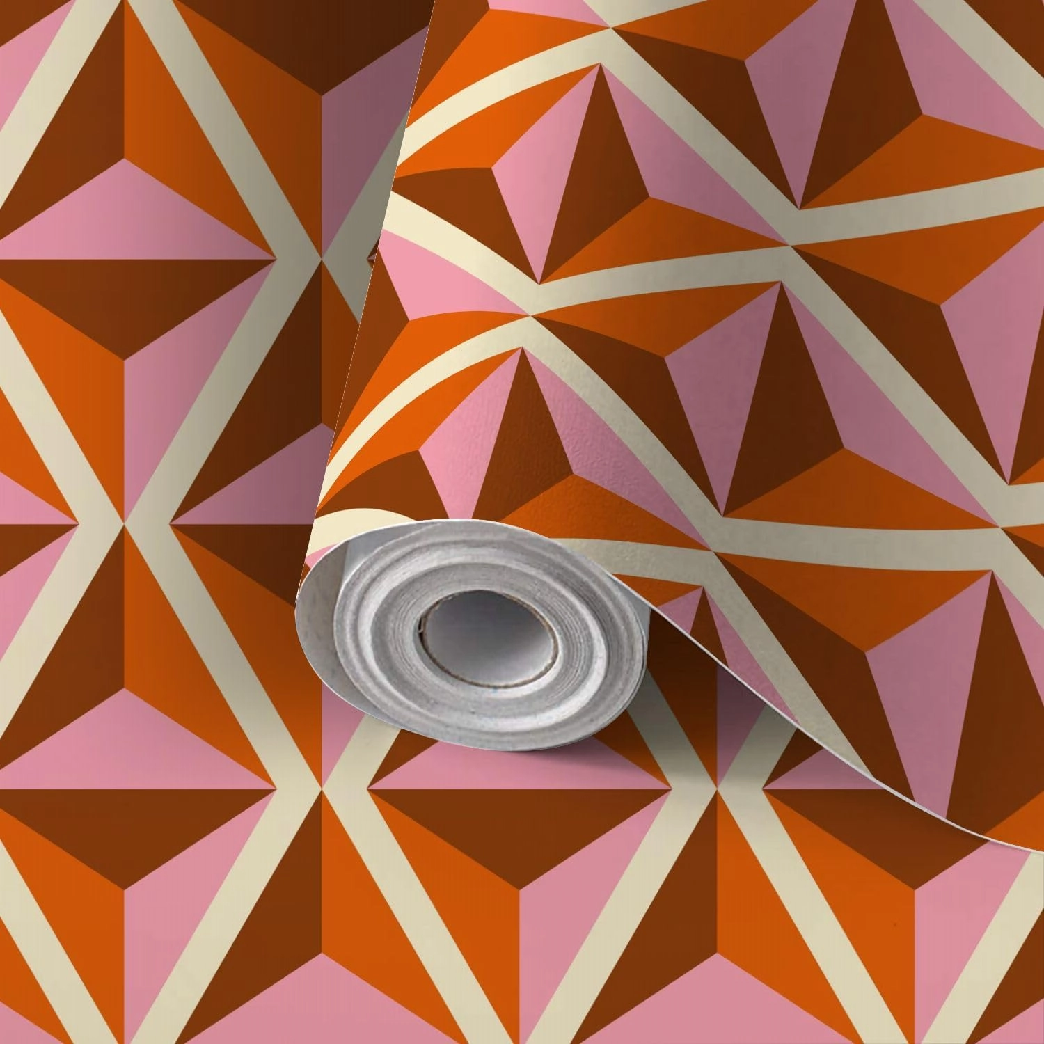 Peel and Stick Wallpaper Self Adhesive Wall Mural 70s Retro Geometric Seamless Pattern Contact Paper Renter Friendly Wallpaper for Kitchen Nursery Bedroom 17.7"x118"