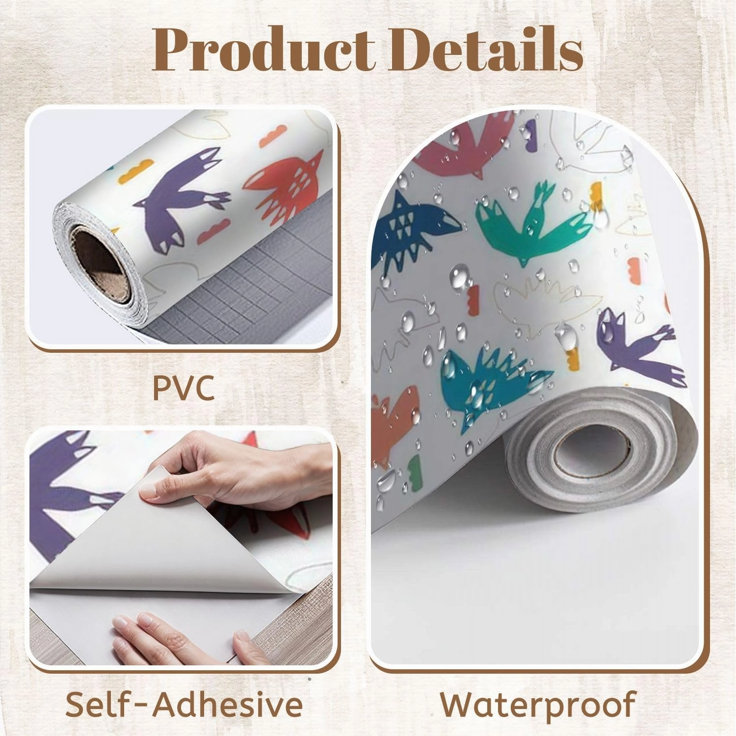 Peel and Stick Wallpaper Self Adhesive Wall Mural Abstract bird cloud cut out shapes seamless Hand drawn matisse style Contact Paper Renter Friendly Wallpaper for Kitchen Nursery Bedroom 17.7"x118"