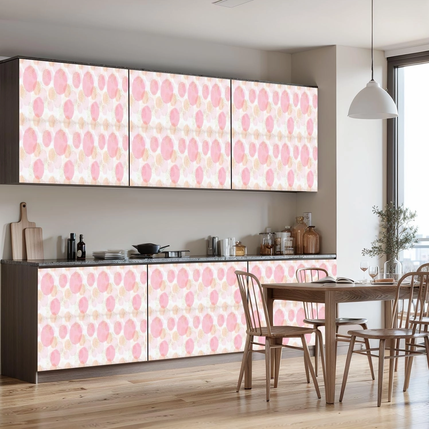 Peel and Stick Wallpaper Self Adhesive Wall Mural Abstract Geometric Seamless Circles Modern Abstract Design Contact Paper Renter Friendly Wallpaper for Kitchen Nursery Bedroom 17.7"x118"