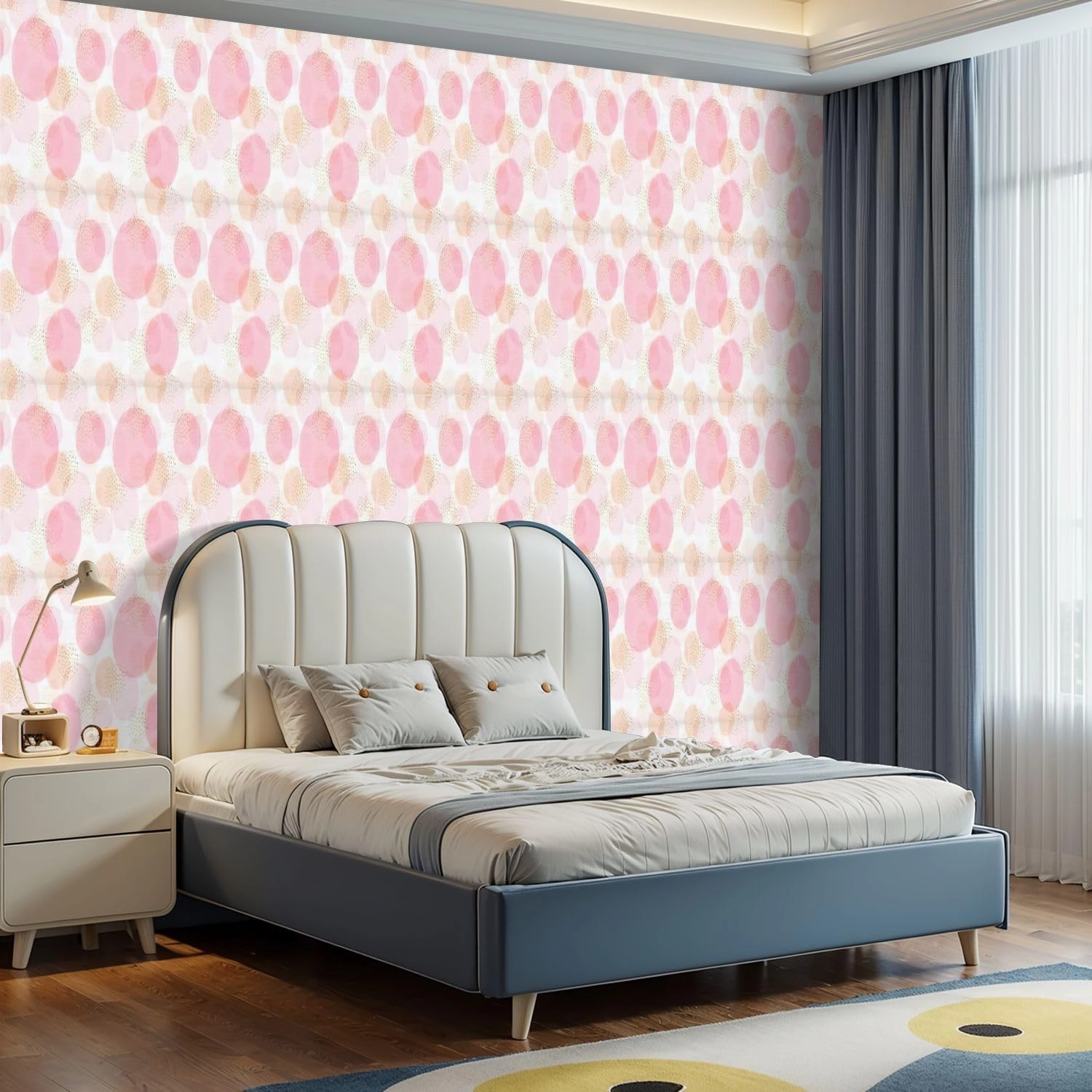 Peel and Stick Wallpaper Self Adhesive Wall Mural Abstract Geometric Seamless Circles Modern Abstract Design Contact Paper Renter Friendly Wallpaper for Kitchen Nursery Bedroom 17.7"x118"