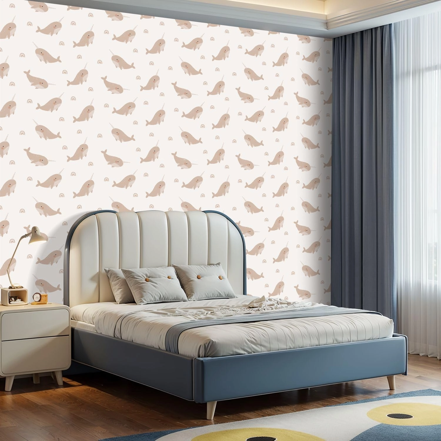 Peel and Stick Wallpaper Self Adhesive Wall Mural Cute cartoon Bohemian nursery pattern Boho print for wall decor Contact Paper Renter Friendly Wallpaper for Kitchen Nursery Bedroom 17.7"x118"