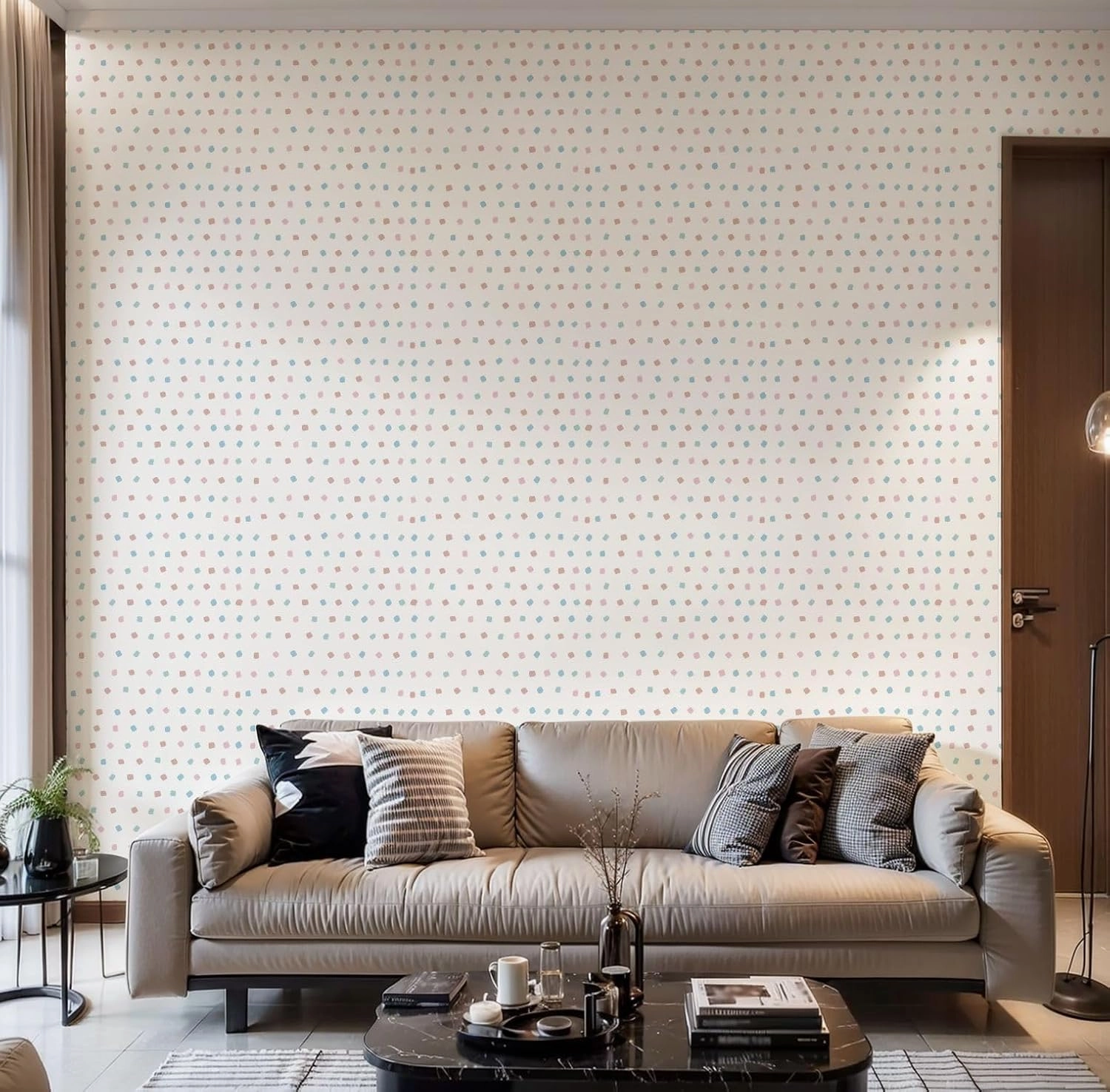 Peel and Stick Wallpaper Self Adhesive Wall Mural Cute childish seamless small colorful mosaic shapes Minimalistic Contact Paper Renter Friendly Wallpaper for Kitchen Nursery Bedroom 17.7"x118"